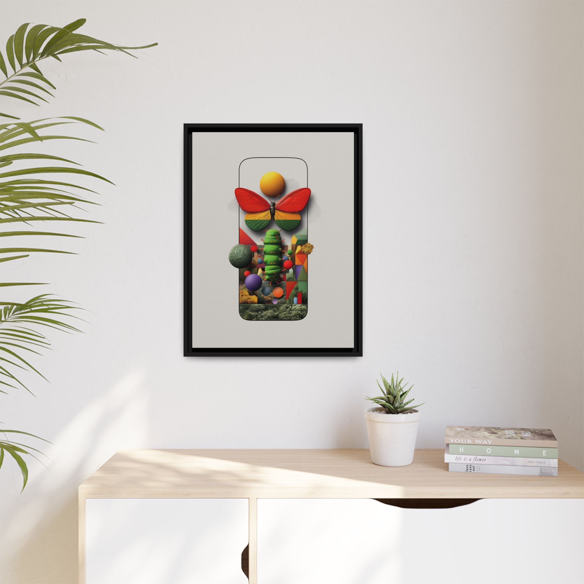 Metamorphosis Framed Print : Geometric Nature Transformation, Vibrant Butterfly Composition   |  Personalized & Custom Orders Available