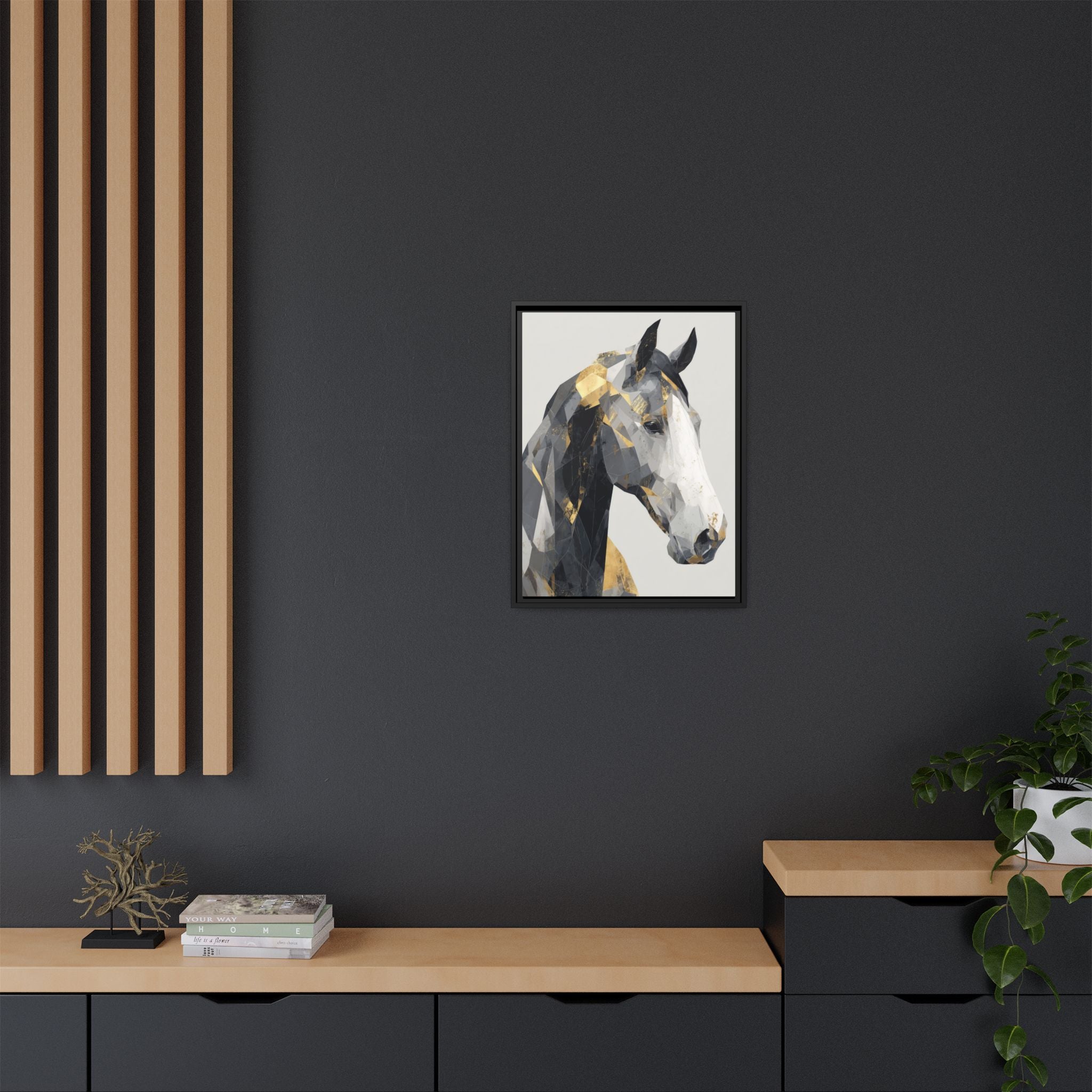 Geometric Stallion: Cubist Equine Art, Modern Metallic Polygonal Design   |  Personalized & Custom Orders Available