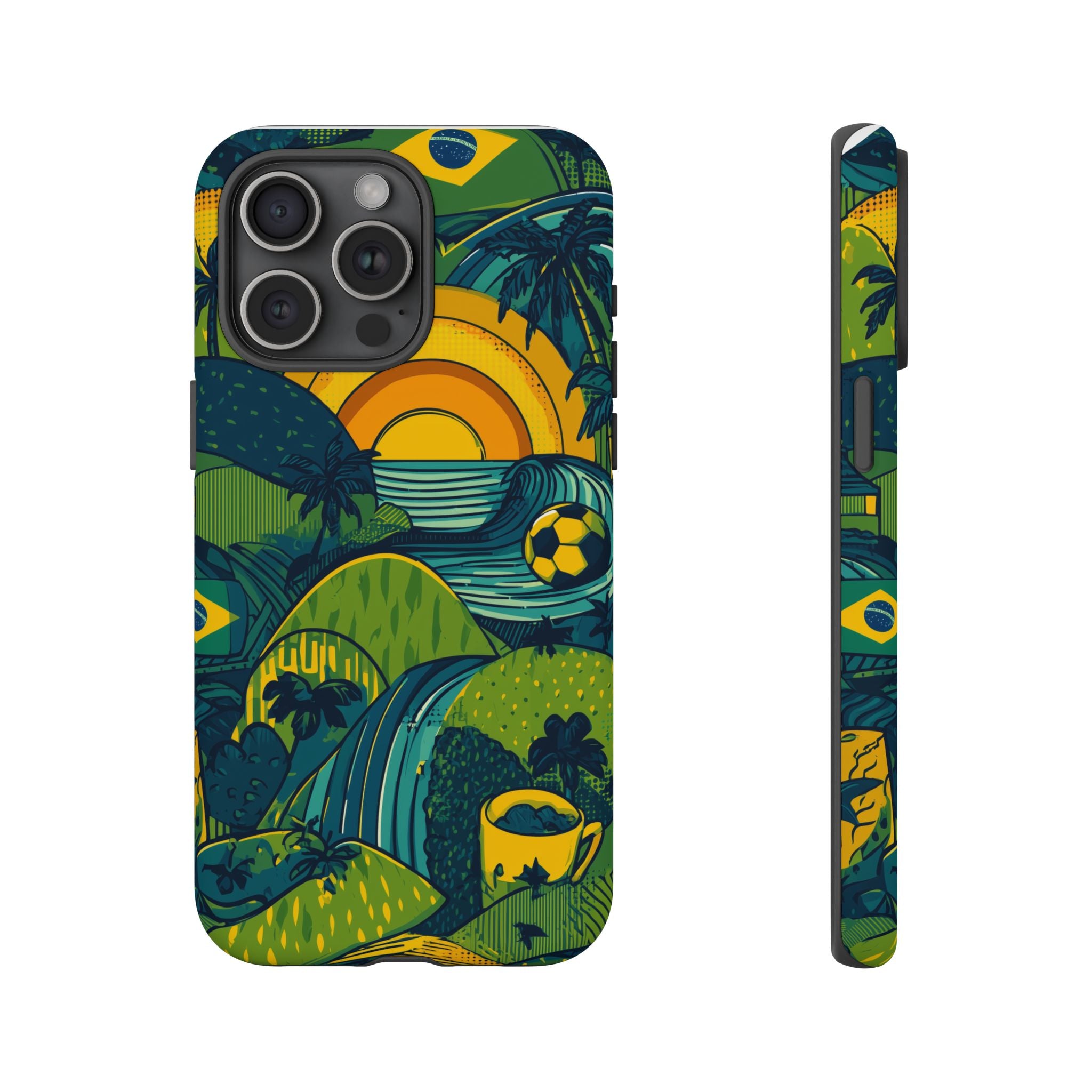 Brazil Tough Cases: Sporty Tropical Phone Case, Fun Beach Vibe Phone Accessory, Summer Travel Gift, Colorful Phone Cover, Casual Style Tech