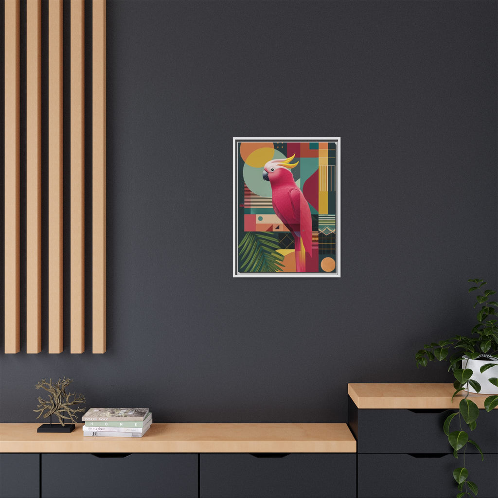Geometric Cockatoo Framed Print: Mid-Century Modern Bird Art, Contemporary Graphic Print   |  Personalized & Custom Orders Available