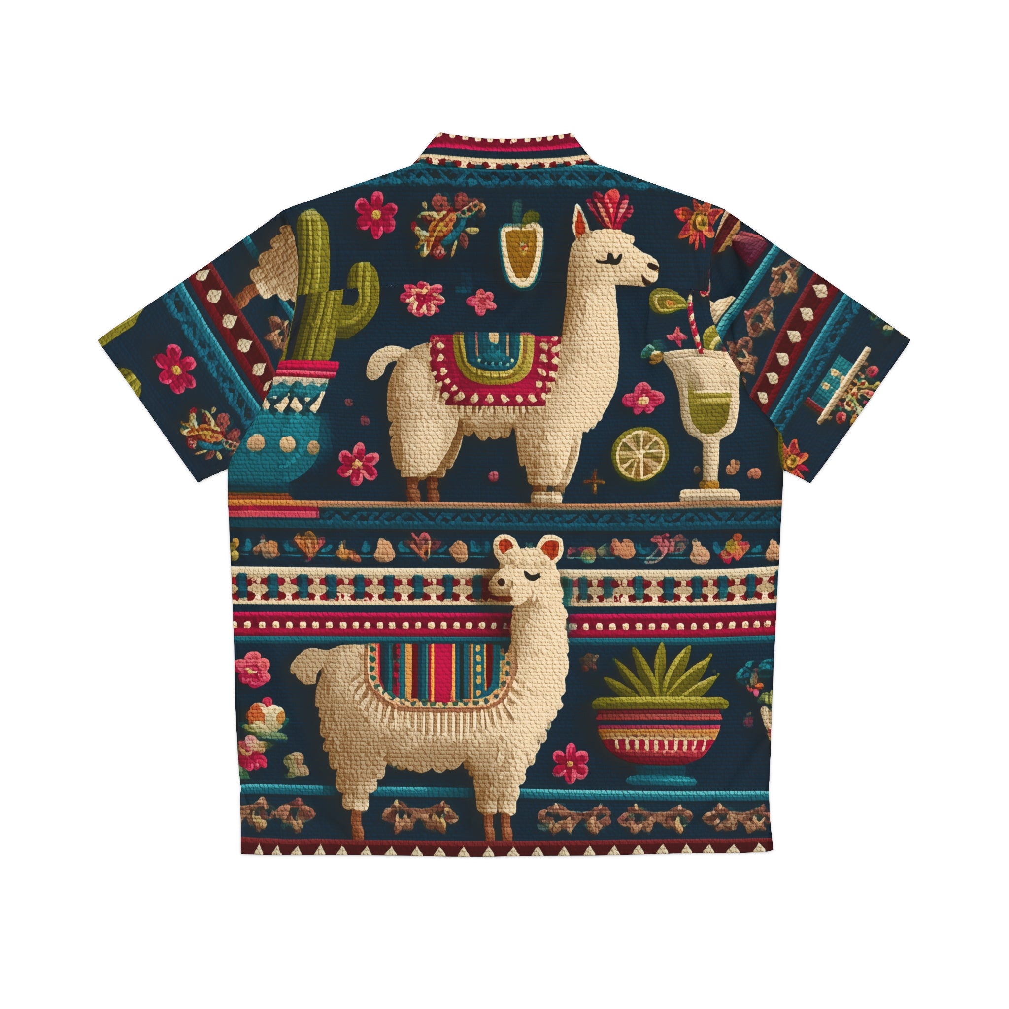 Llama Peruvian Fiesta Hawaiian Shirt - Tropical Avocado & Cactus AOP