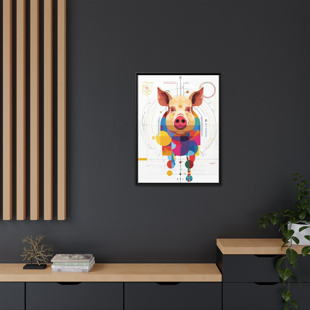 Geometric Pig: Digital Cubist Portrait, Mathematical Animal Abstraction   |    Custom Orders Available