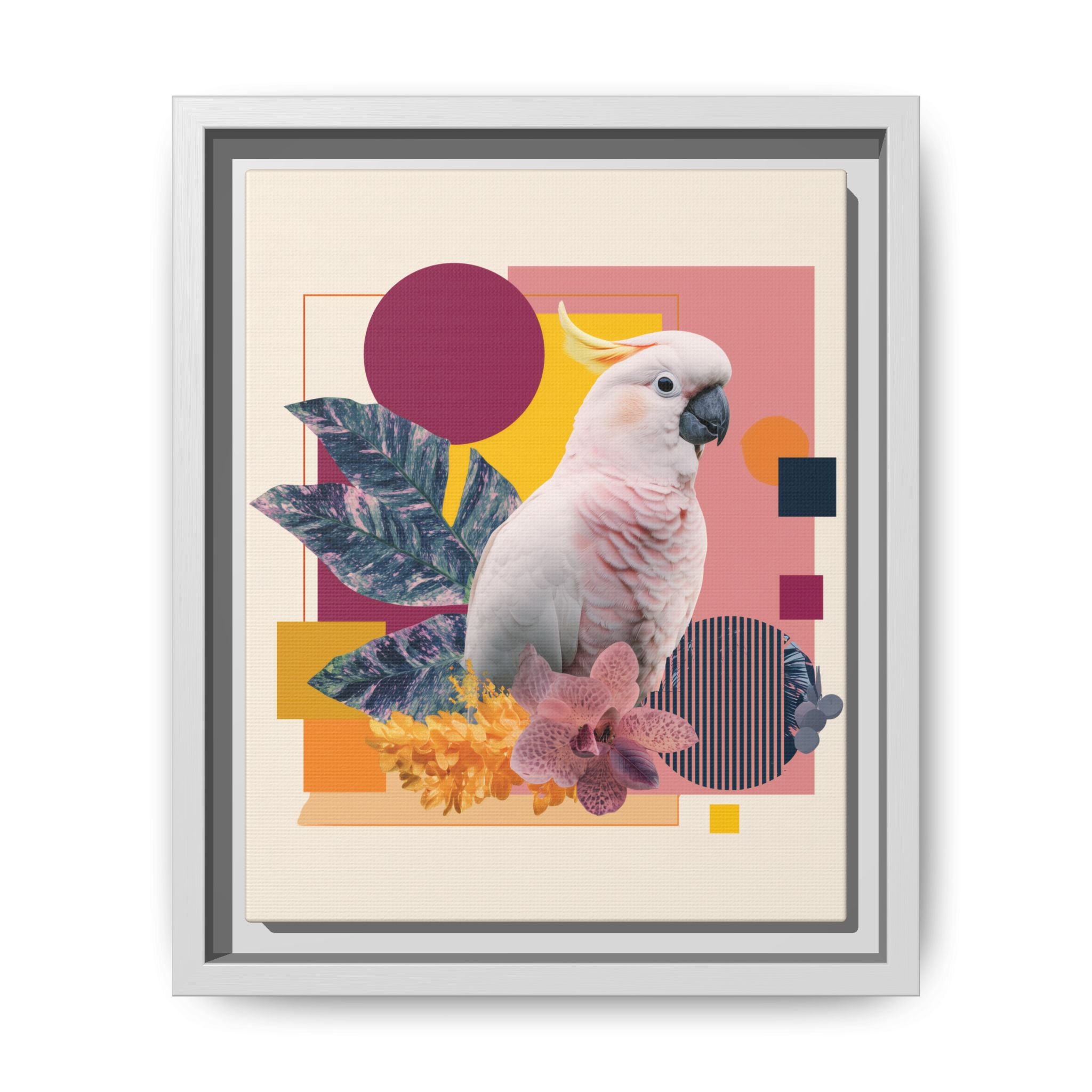 Cockatoo Geometric Framed Print : Tropical Digital Collage, Modern Abstract Design   |  Personalized & Custom Orders Available