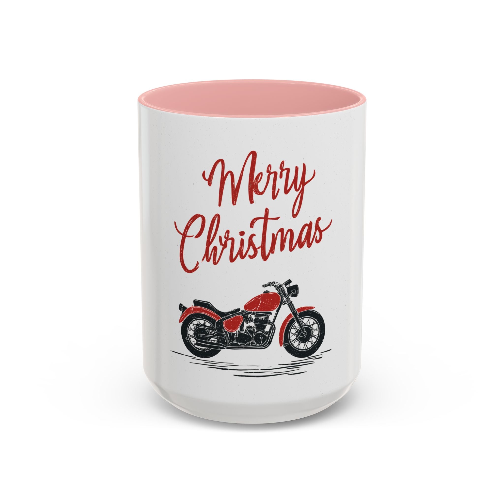 Christmas Motorcycle Coffee Mug for Bikers, Holiday Gift for Dad, Fun Presents for Motorcycle Enthusiasts, Festive Coffee Cup, Red & Black