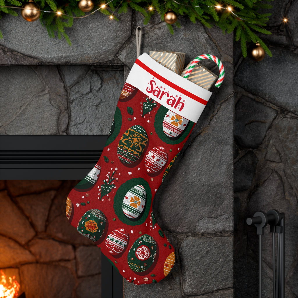 Personalized Festive Holiday Stocking, Christmas Decor, Holiday Gift, Unique Ornament Design, Santa Stocking, Personalized Christmas
