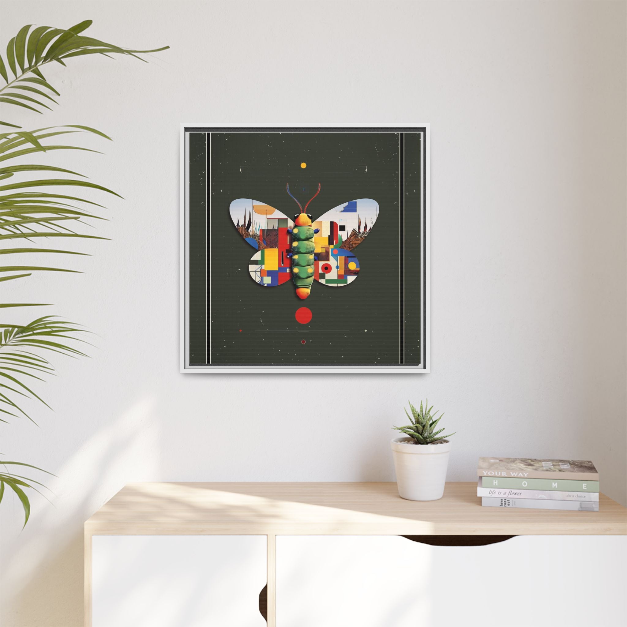Geometric Butterfly Framed Print : Digital Cubist Interpretation, Modernist Entomological Design   |  Personalized & Custom Orders Available