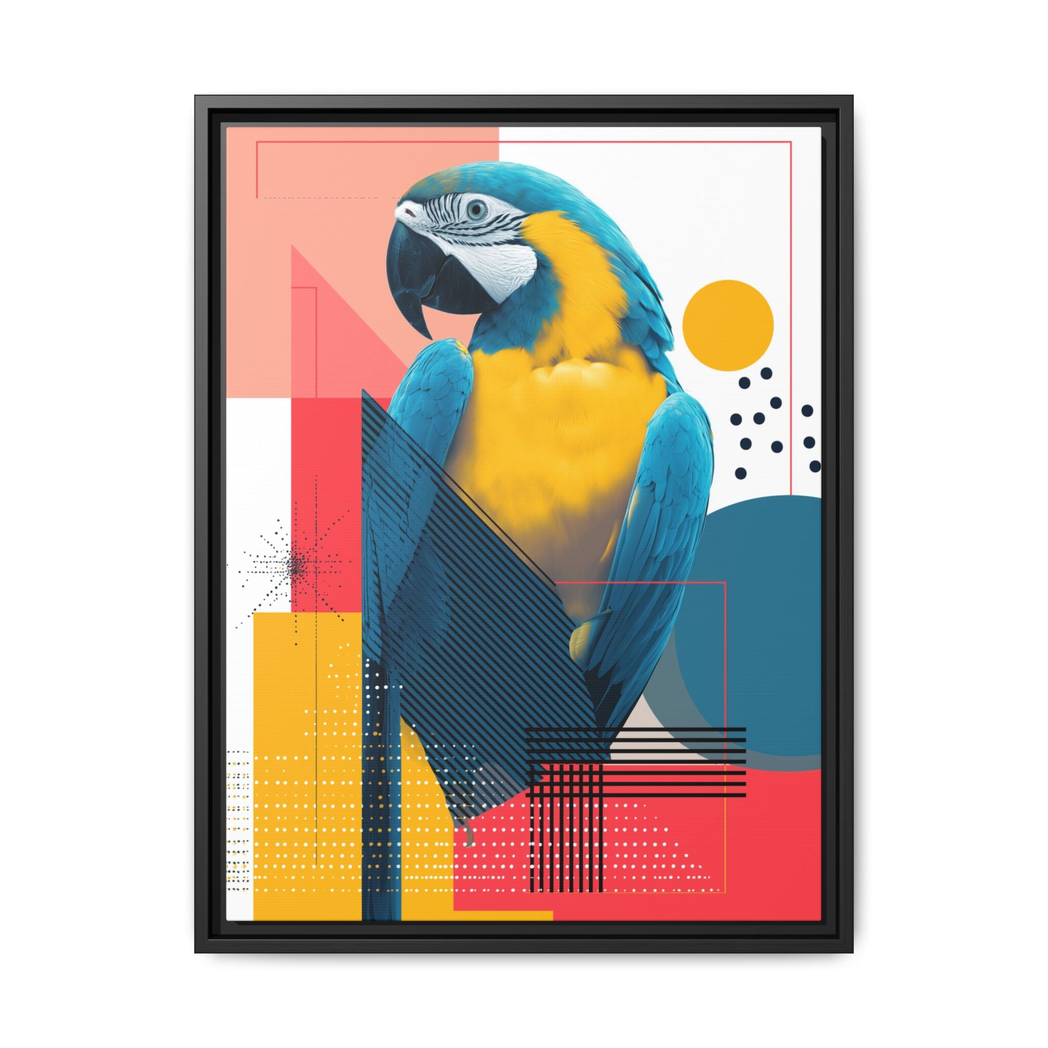 Macaw in Geometry: Vibrant Wildlife Digital Art, Modernist Design Fusion   |    Custom Orders Available