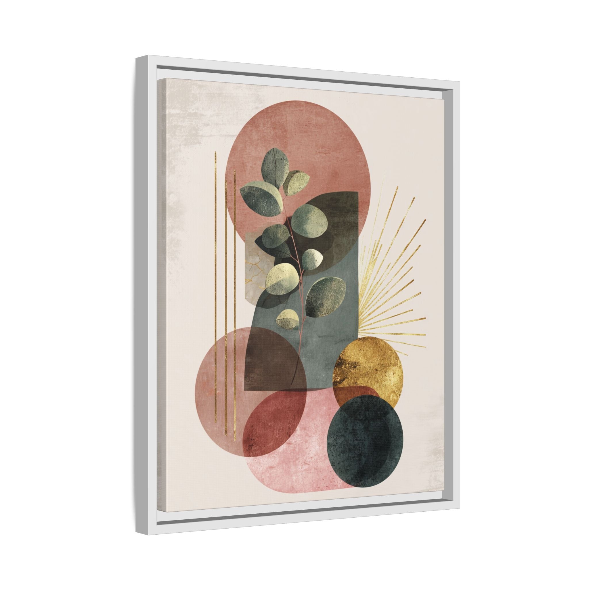 Botanical Geometric Symphony: Eucalyptus Harmony, Metallic Intersections, Modern Earth Tones   |   Custom Orders Accepted