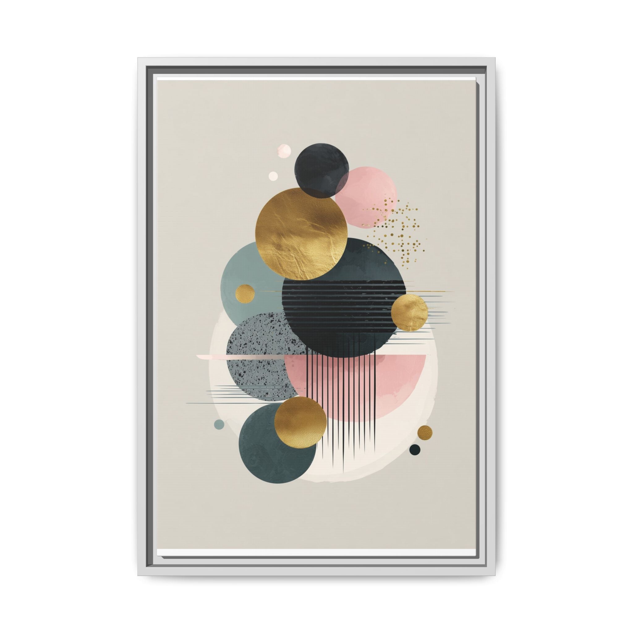 Geometric Harmony: Intersecting Circles, Mid-Century Modern Design, Abstract Metallic Composition   |   Custom Orders Accepted