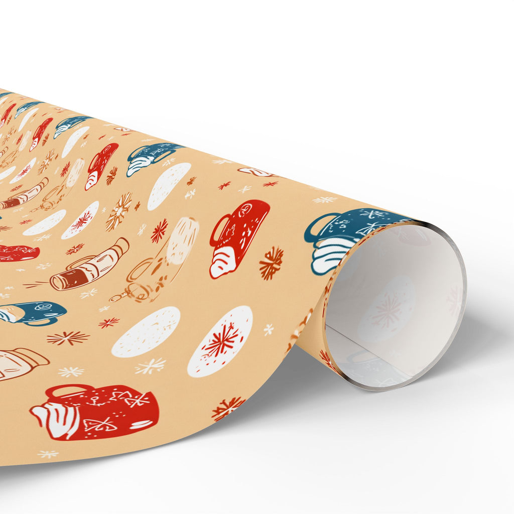 Wrapping Paper — Cozy Mittens & Snowflake Gift Wrap (Holiday Winter Pattern)