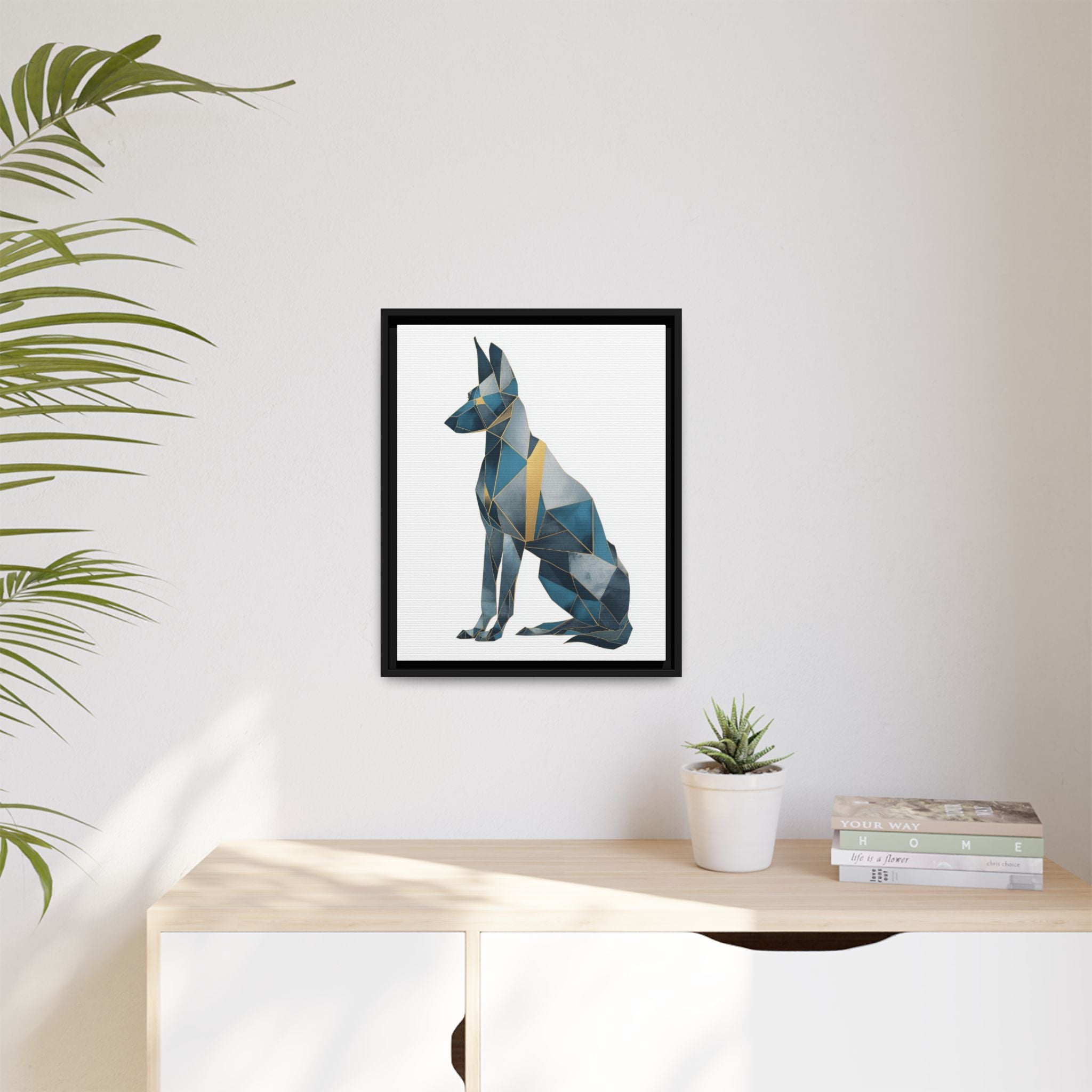 Geometric Canine Mosaic: Fractured Blue Shepherd, Modern Polygonal Art   |  Personalized & Custom Orders Available