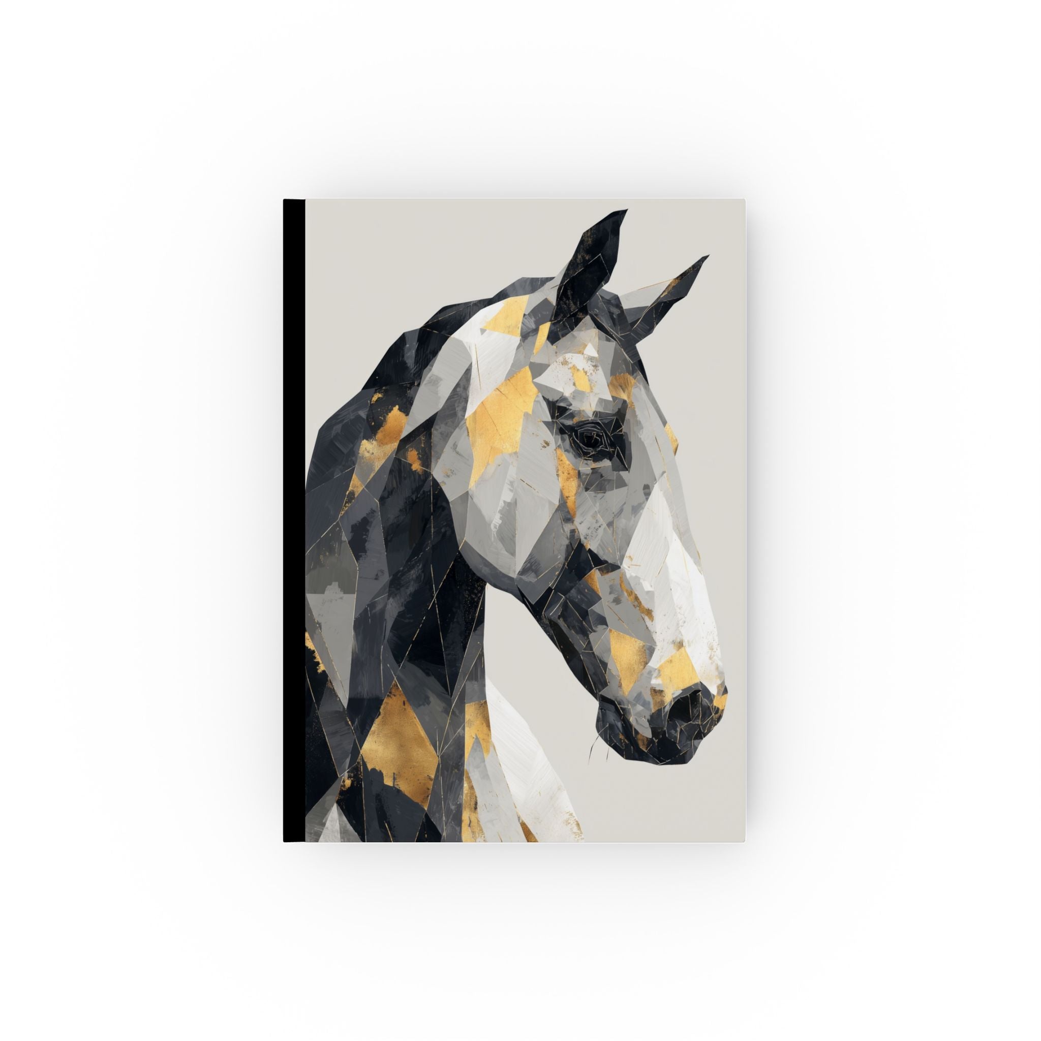 Personalized Geometric Horse Journal    |    Horse Portrait, Angular Metallic Composition, Modern Abstract Interpretation, Gold Accents