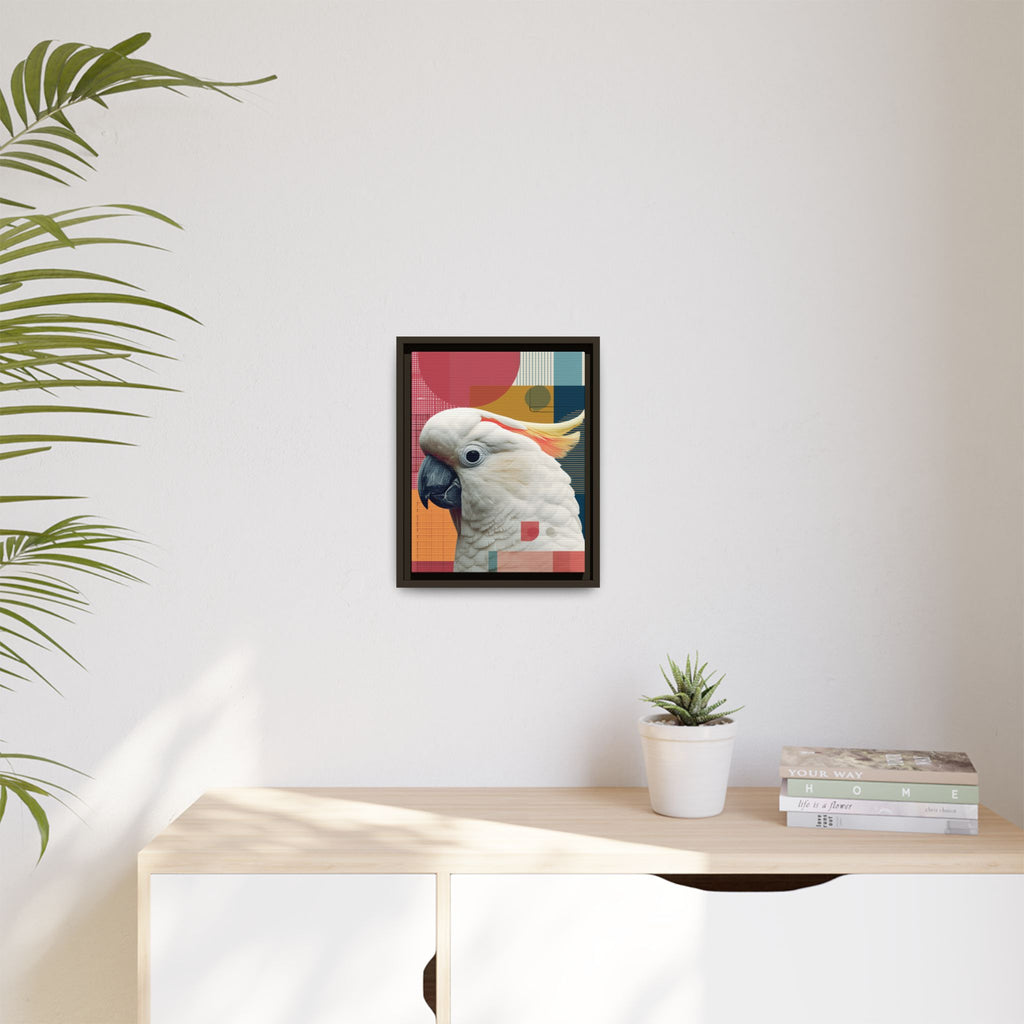 Framed Print, Cockatoo Abstract Geometric Wall Art, Matte Canvas, Colorful Bird Poster, Modern Home Decor, Tropical Animal Painting, Unique