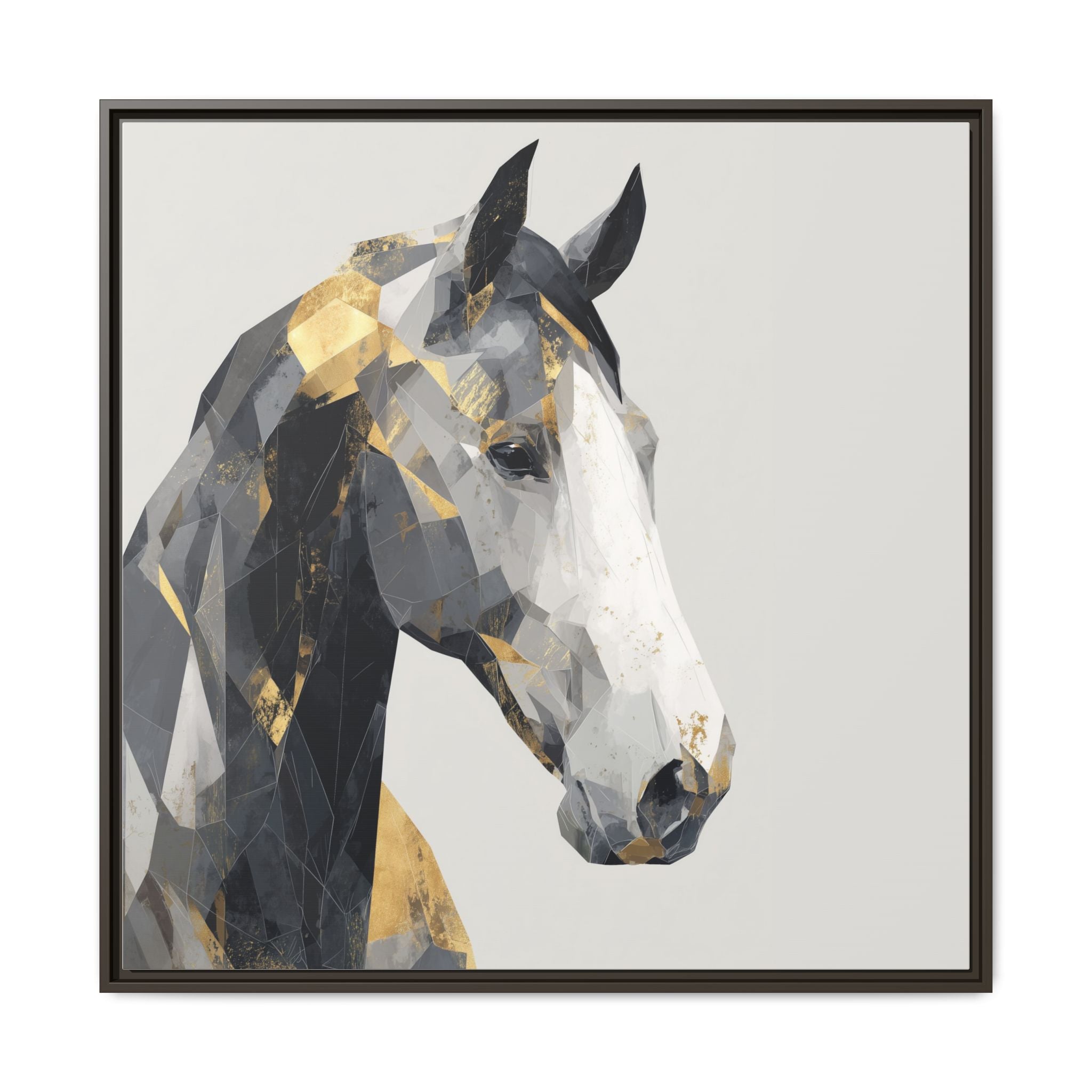 Geometric Stallion: Cubist Equine Art, Modern Metallic Polygonal Design   |  Personalized & Custom Orders Available