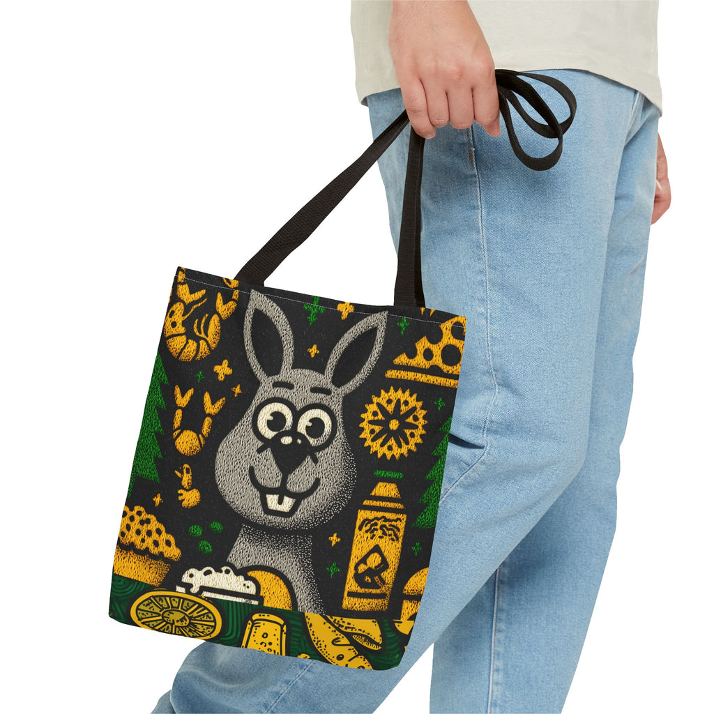 Fun Kangaroo-Themed Tote Bag, Cute Bunny and Kangaroo Design, Eco-Friendly Reusable Bag for Picnics, Gifts, Spring Decor, Beach
