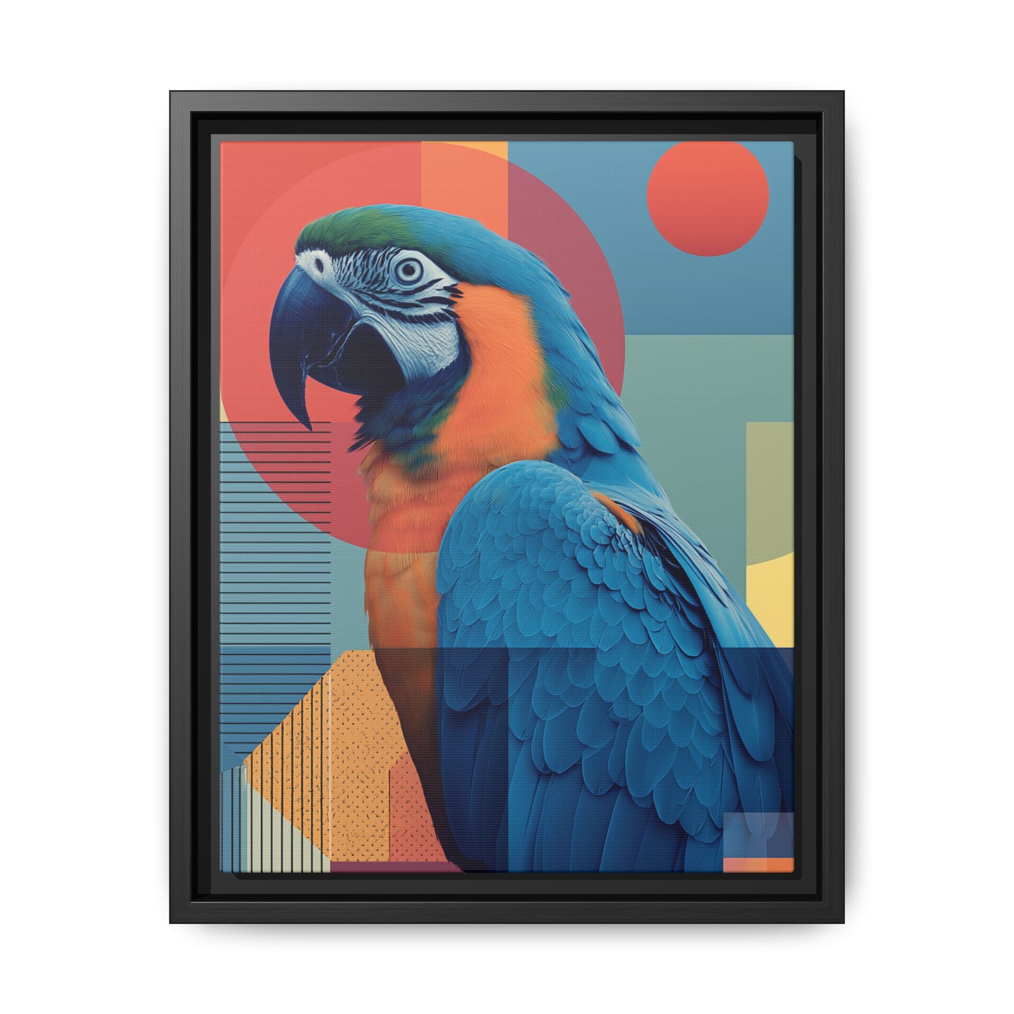 Macaw Geometric Framed Print : Mid-Century Modern Bird Art, Tropical Parrot Print   |  Personalized & Custom Orders Available