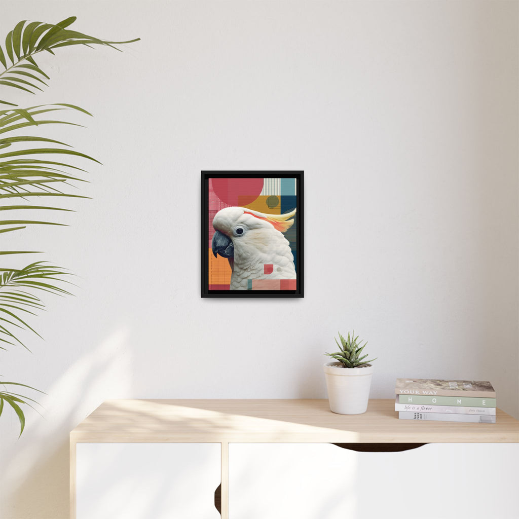 Framed Print, Cockatoo Abstract Geometric Wall Art, Matte Canvas, Colorful Bird Poster, Modern Home Decor, Tropical Animal Painting, Unique