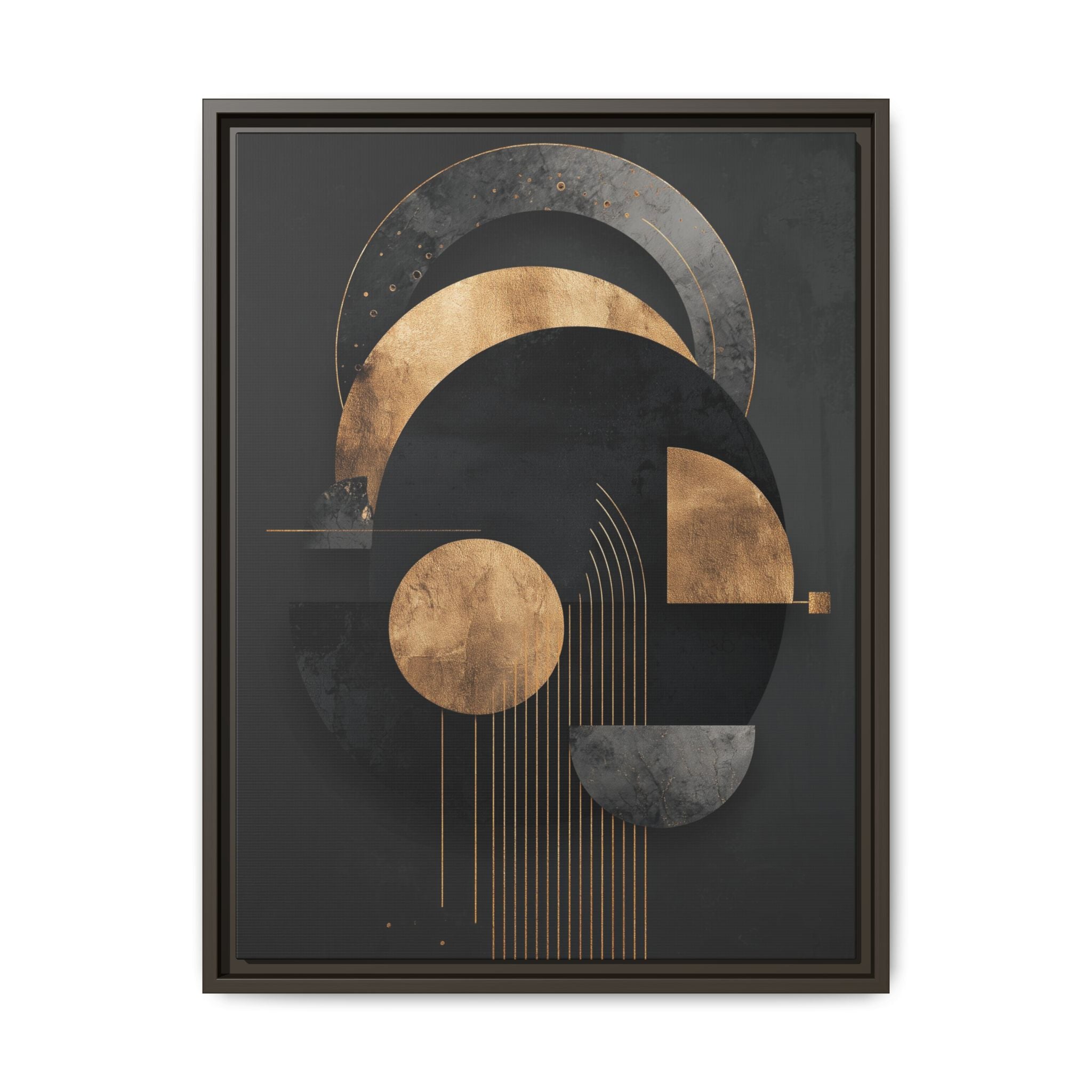 Geometric Resonance: Abstract Gold and Black Design, Minimalist Architectural Art, Modern Metallic Composition   |   Custom Orders Accepted