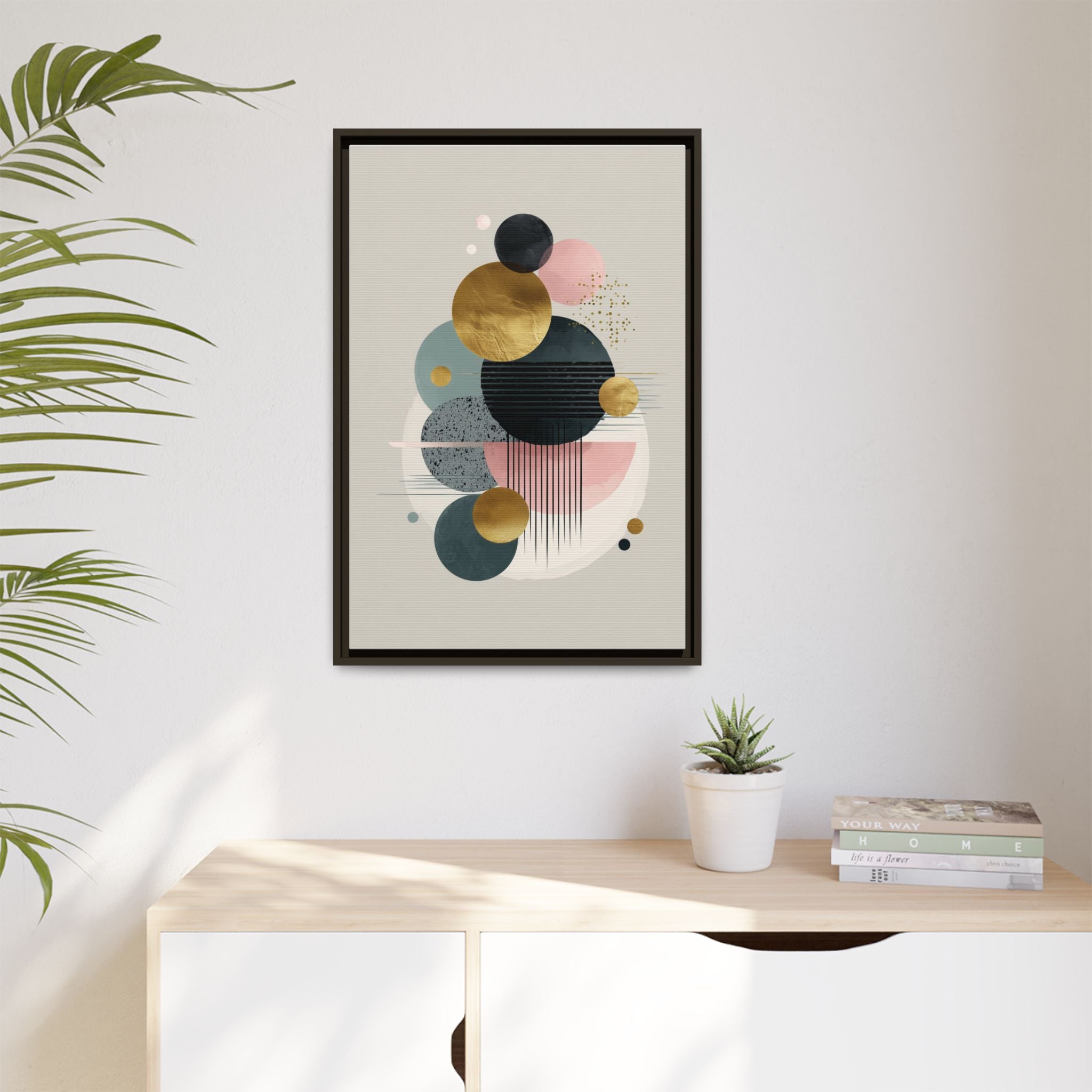 Geometric Harmony: Intersecting Circles, Mid-Century Modern Design, Abstract Metallic Composition   |   Custom Orders Accepted