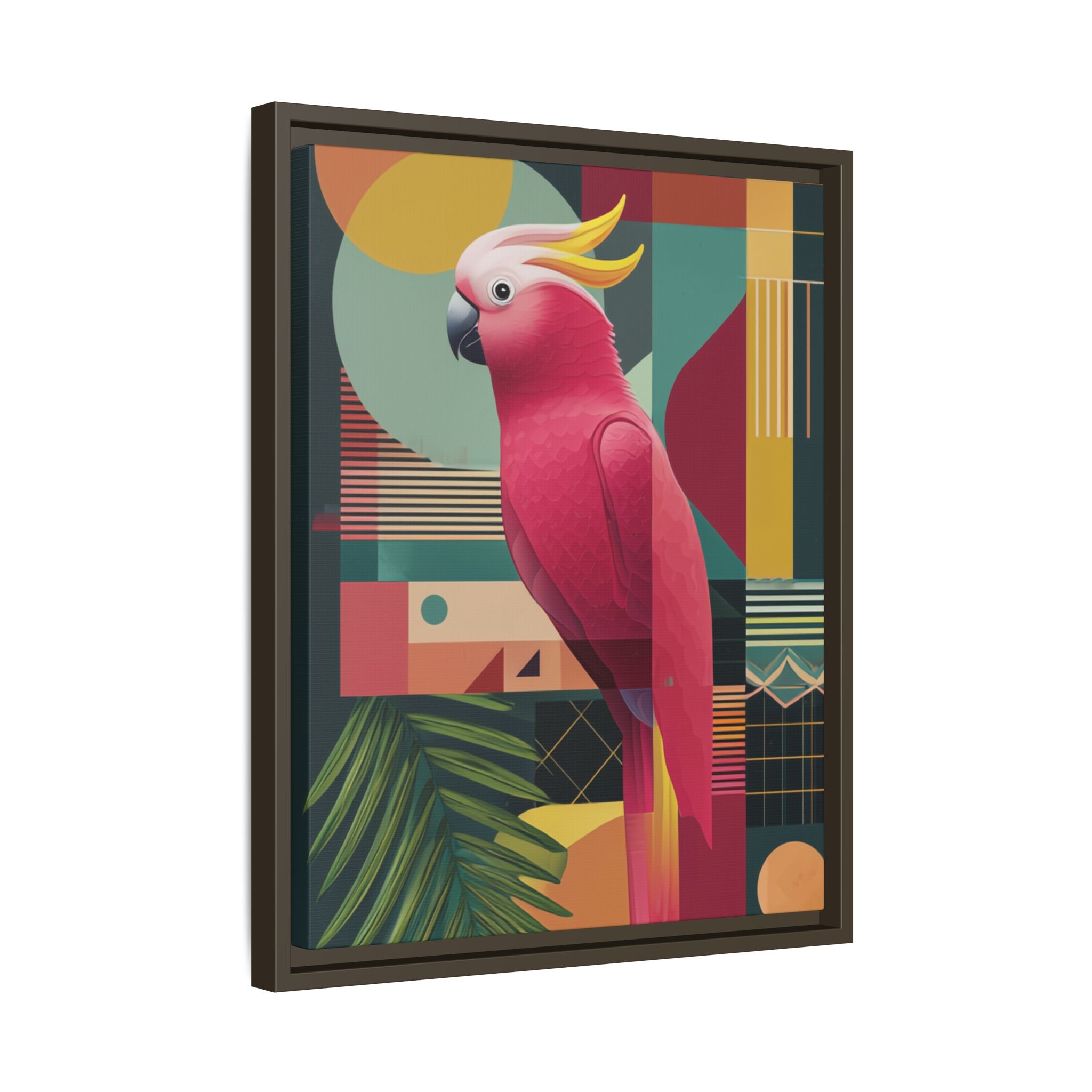 Geometric Cockatoo Framed Print: Mid-Century Modern Bird Art, Contemporary Graphic Print   |  Personalized & Custom Orders Available