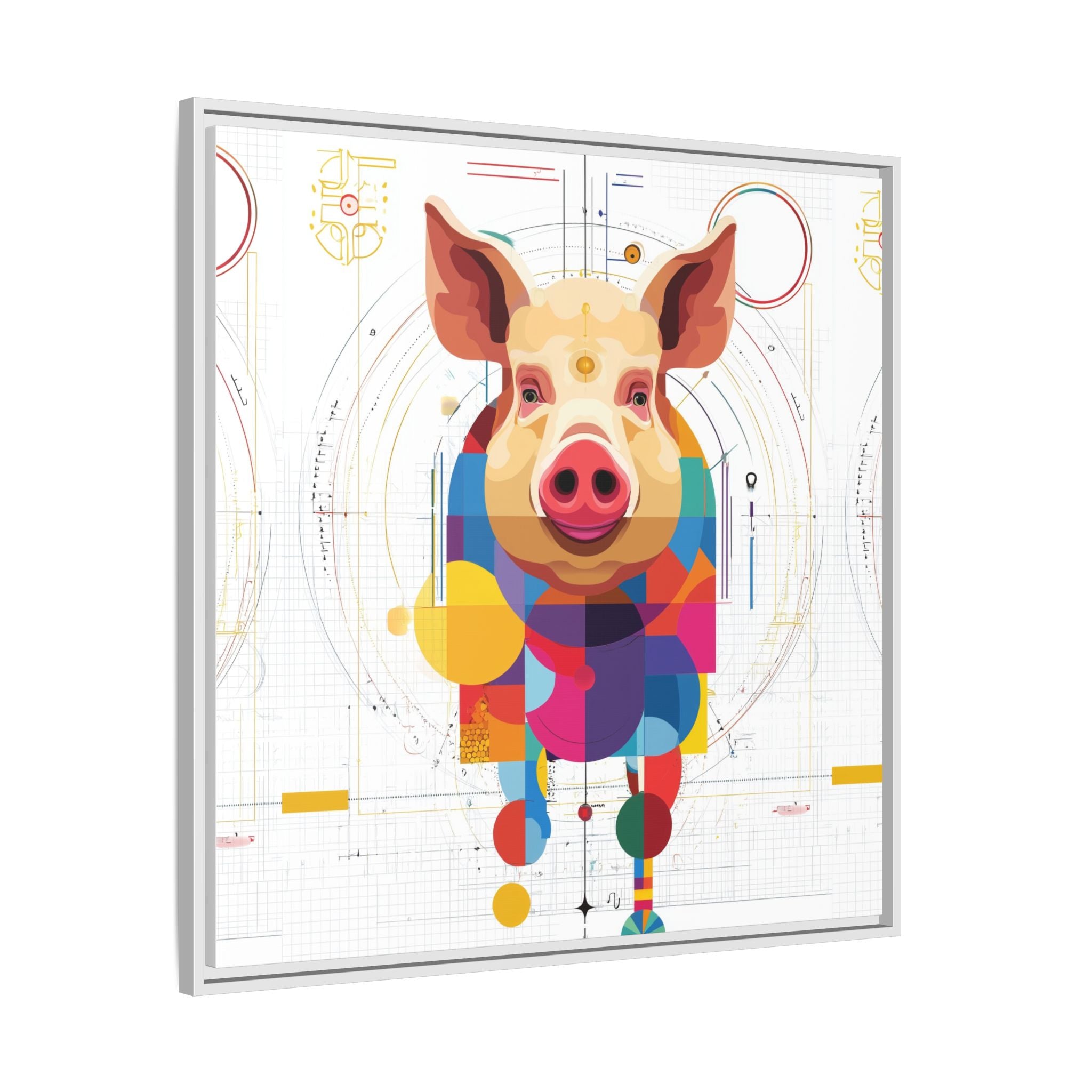 Geometric Pig: Digital Cubist Portrait, Mathematical Animal Abstraction   |    Custom Orders Available