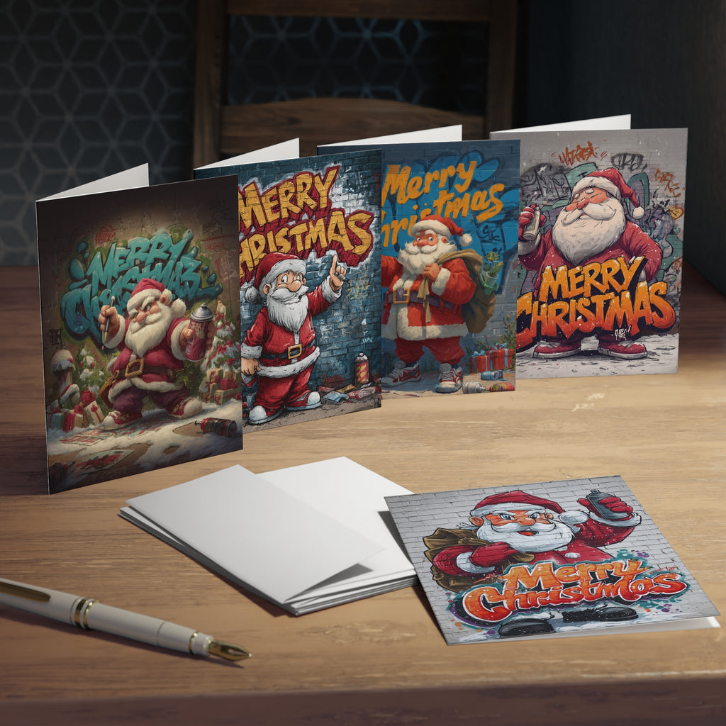 Santa Street Art Christmas Cards (5-Pack)