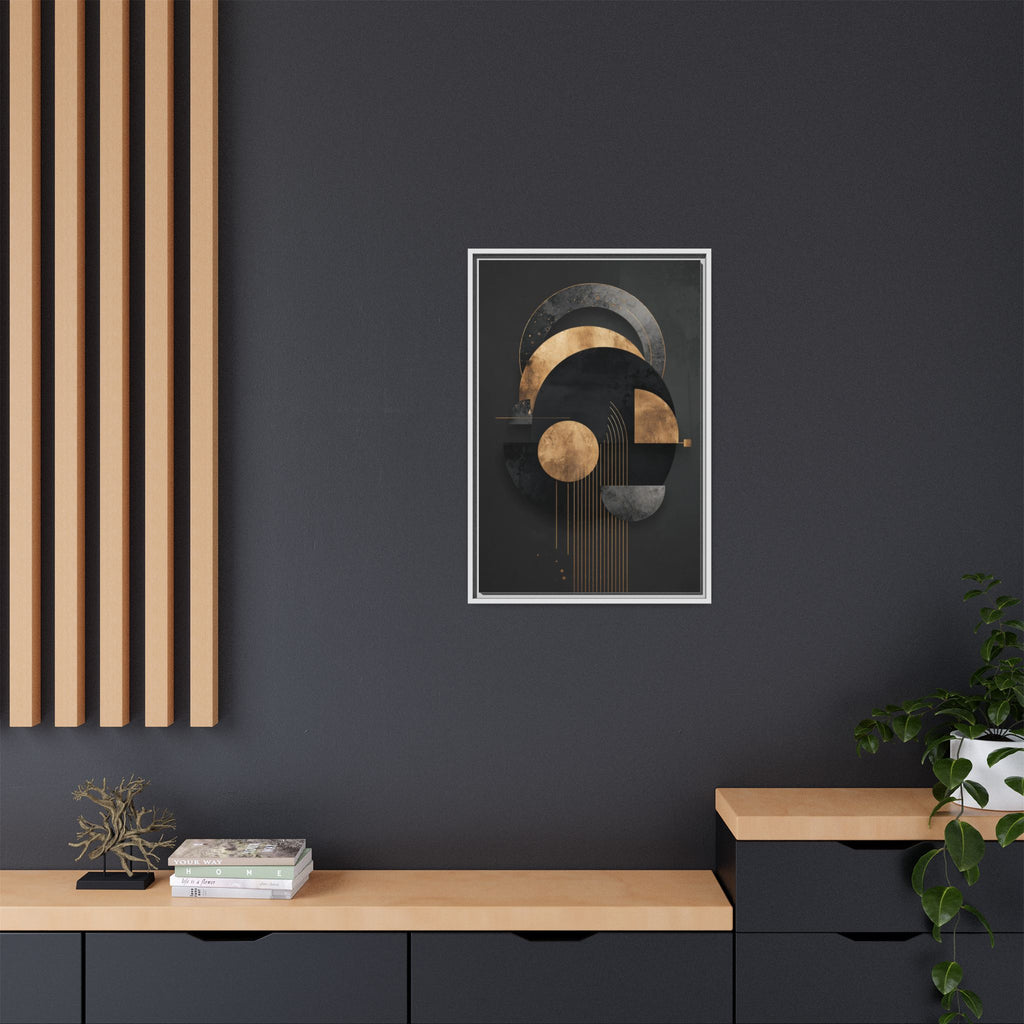 Geometric Resonance: Abstract Gold and Black Design, Minimalist Architectural Art, Modern Metallic Composition   |   Custom Orders Accepted