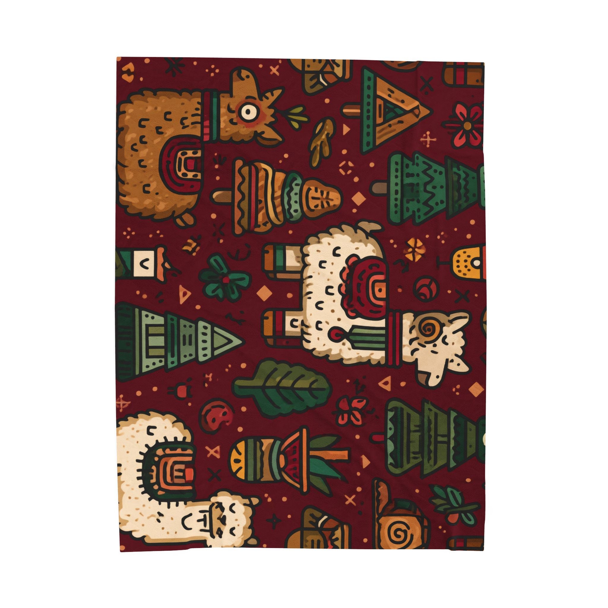 Colorful Llama Peruvian Cusco Plush Blanket, Cozy Home Decor, Unique Gift for Kids, Mexican Fiesta Theme, Perfect for Snuggling