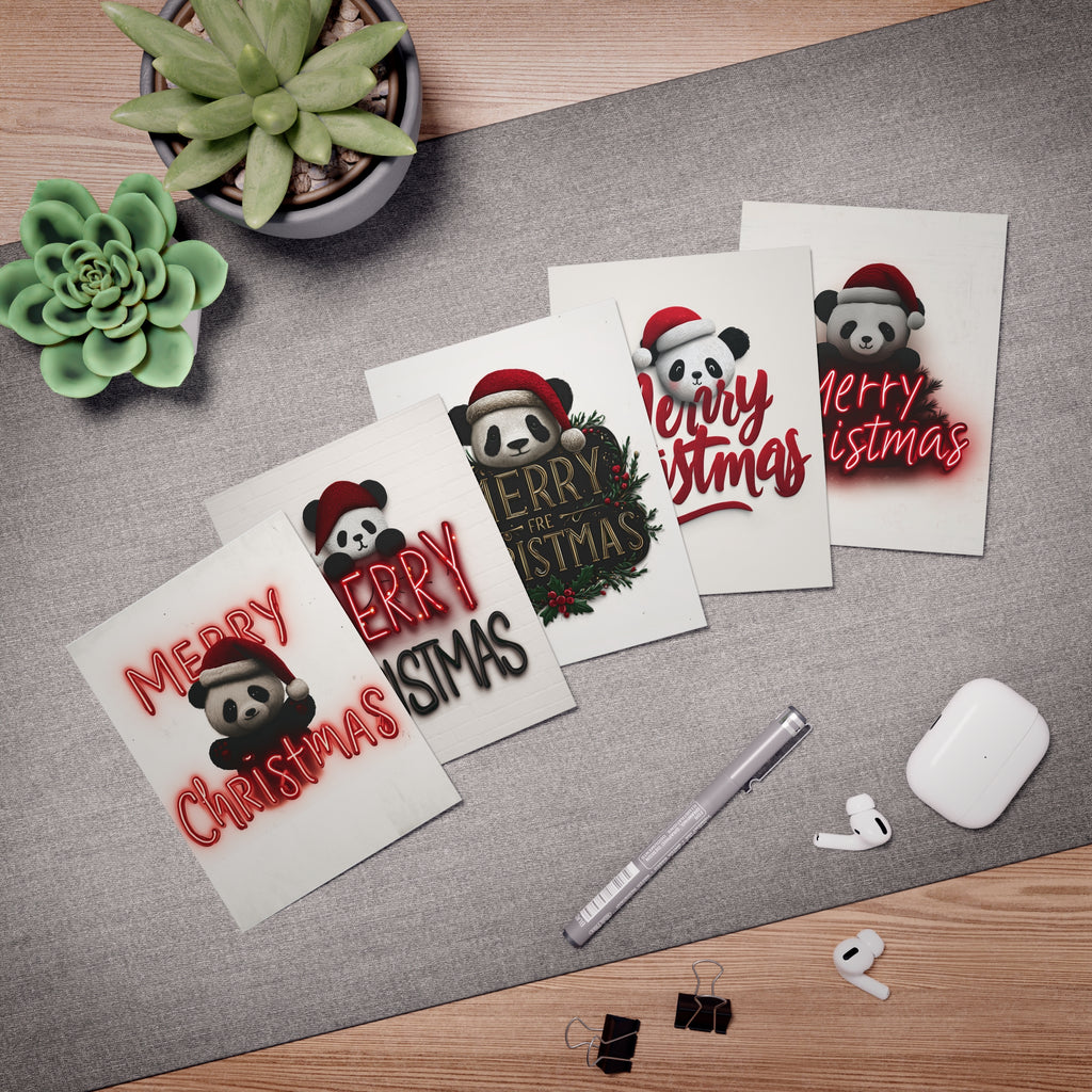 Christmas Panda Greeting Cards (5-Pack)