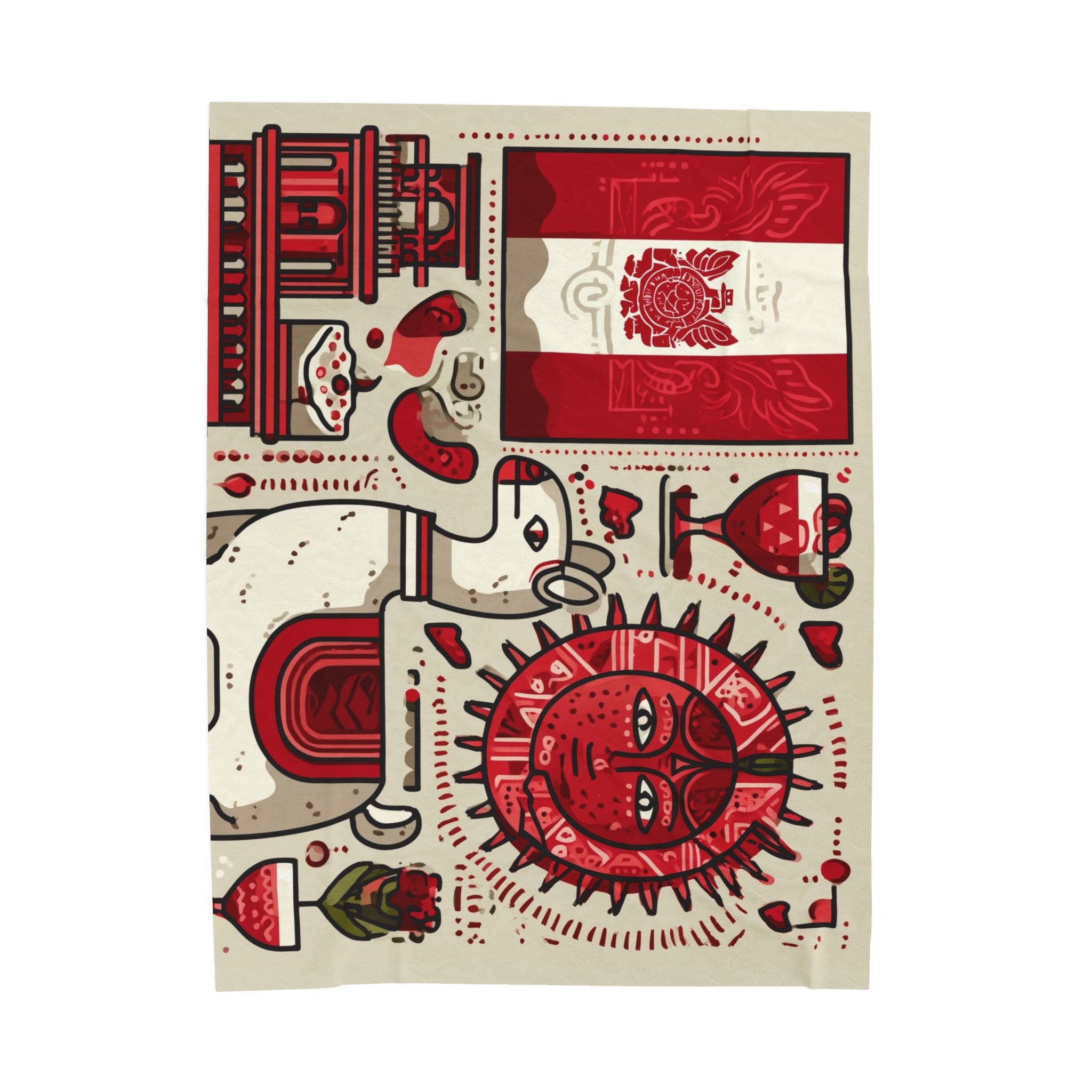 Peruvian Spirit Quilt Doona Duvet Cover : Cultural Mosaic of Heritage, Folk Art Illustration   |   Custom Orders Accepted