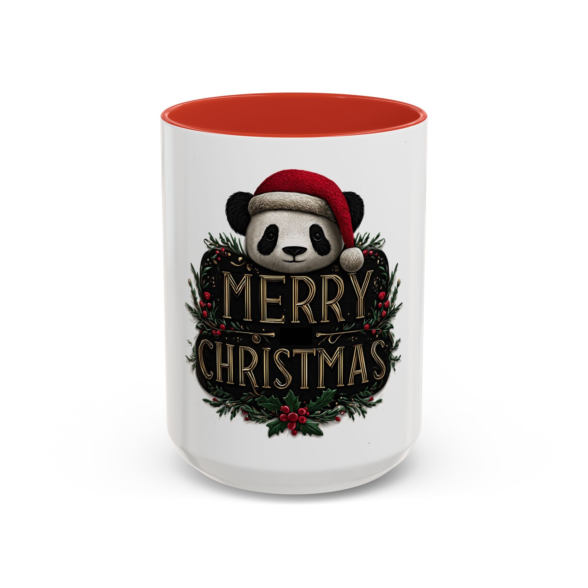 Holiday Panda Cheer: Festive Christmas Illustration, Whimsical Santa Panda Design, Ornate Seasonal Graphic