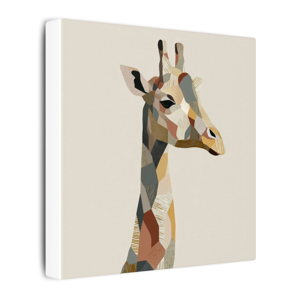 Geometric Giraffe: Modern Wildlife Art, Abstract Mosaic Portrait, Minimalist Earthtone Design   |  Personalized & Custom Orders Available