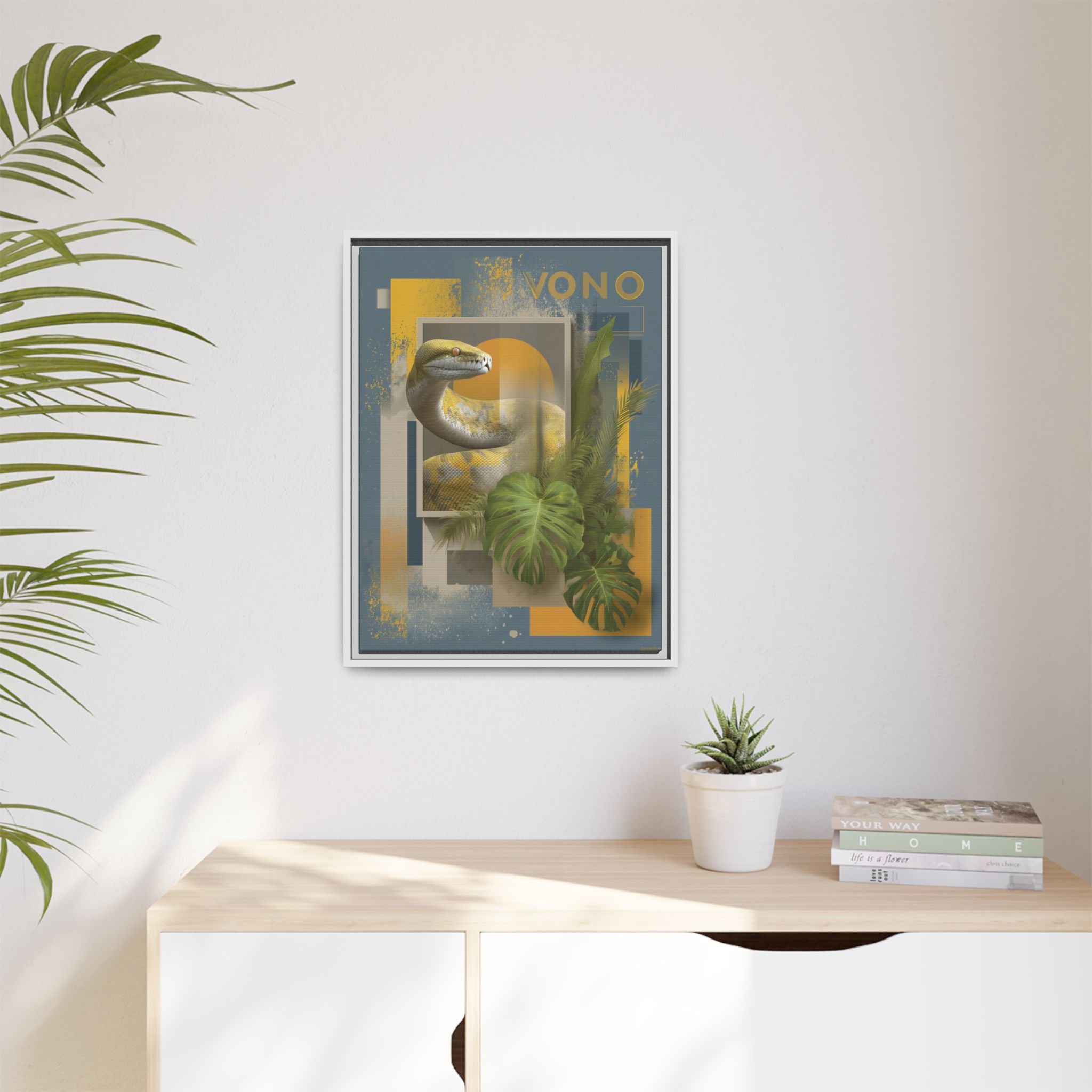 Serpent of Geometric Dimensions: Tropical Vono Design, Abstract Wildlife Art   |  Personalized & Custom Orders Available