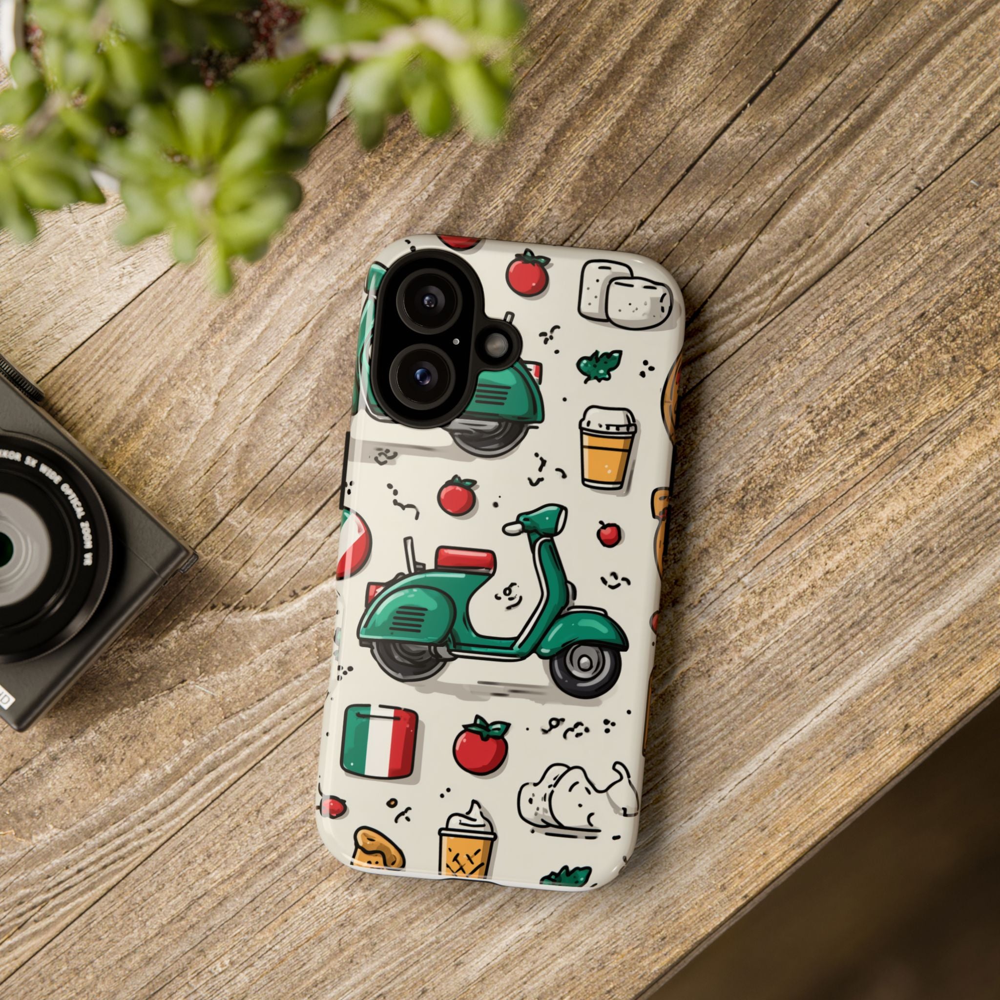 Italy Italian Vespa Colorful iPhone Case, Funky Phone Cover, Unique Cell Phone Accessory, Fun Design for Kids and Teens, Gift for Holidays