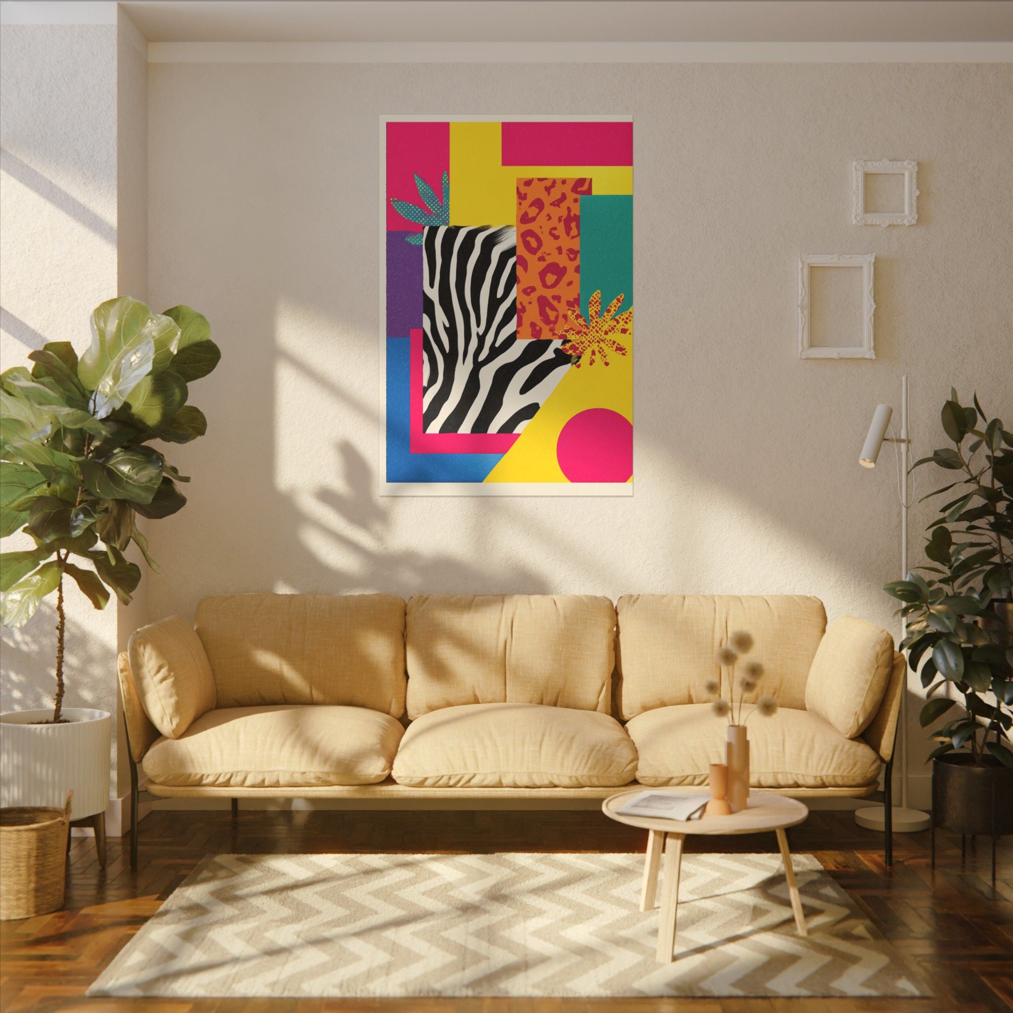 Pop Geometry: Zebra Leopard Fusion, Geometric Color Block, Modern Abstract Design   |   Custom Orders Accepted