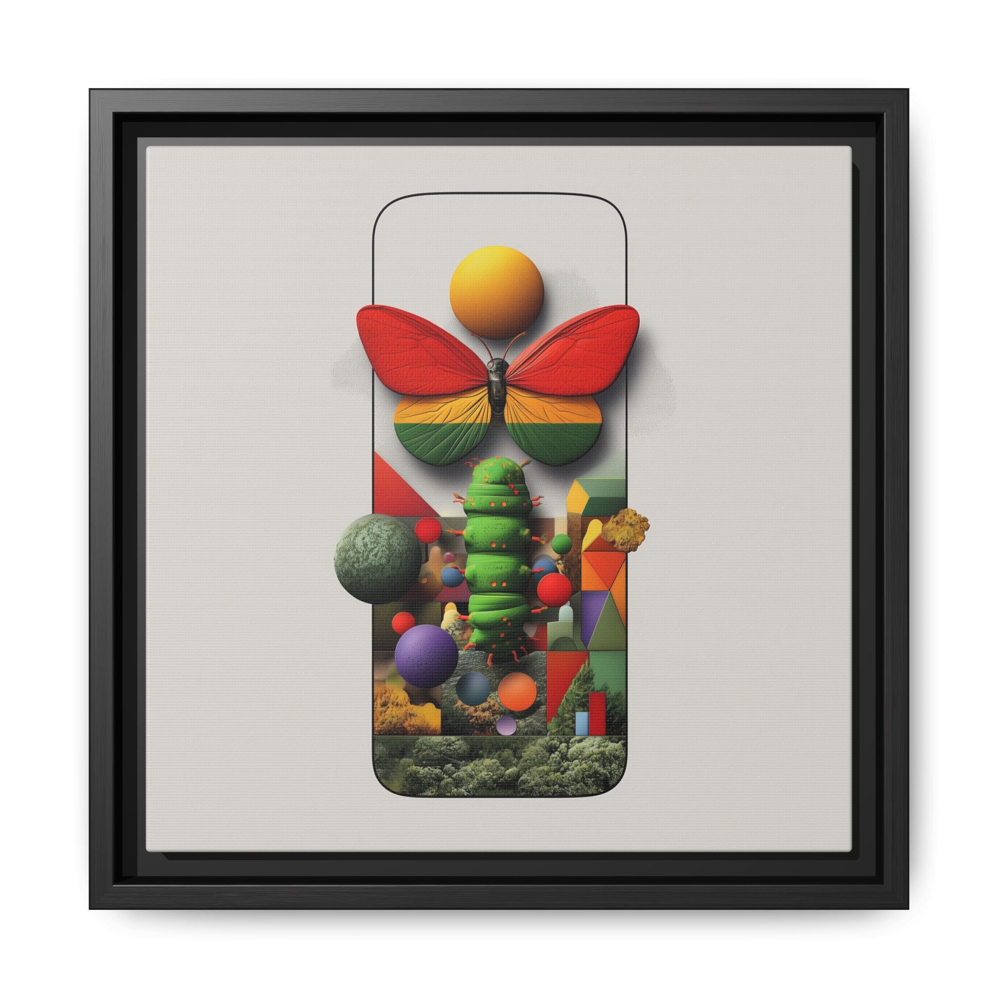 Metamorphosis Framed Print : Geometric Nature Transformation, Vibrant Butterfly Composition   |  Personalized & Custom Orders Available