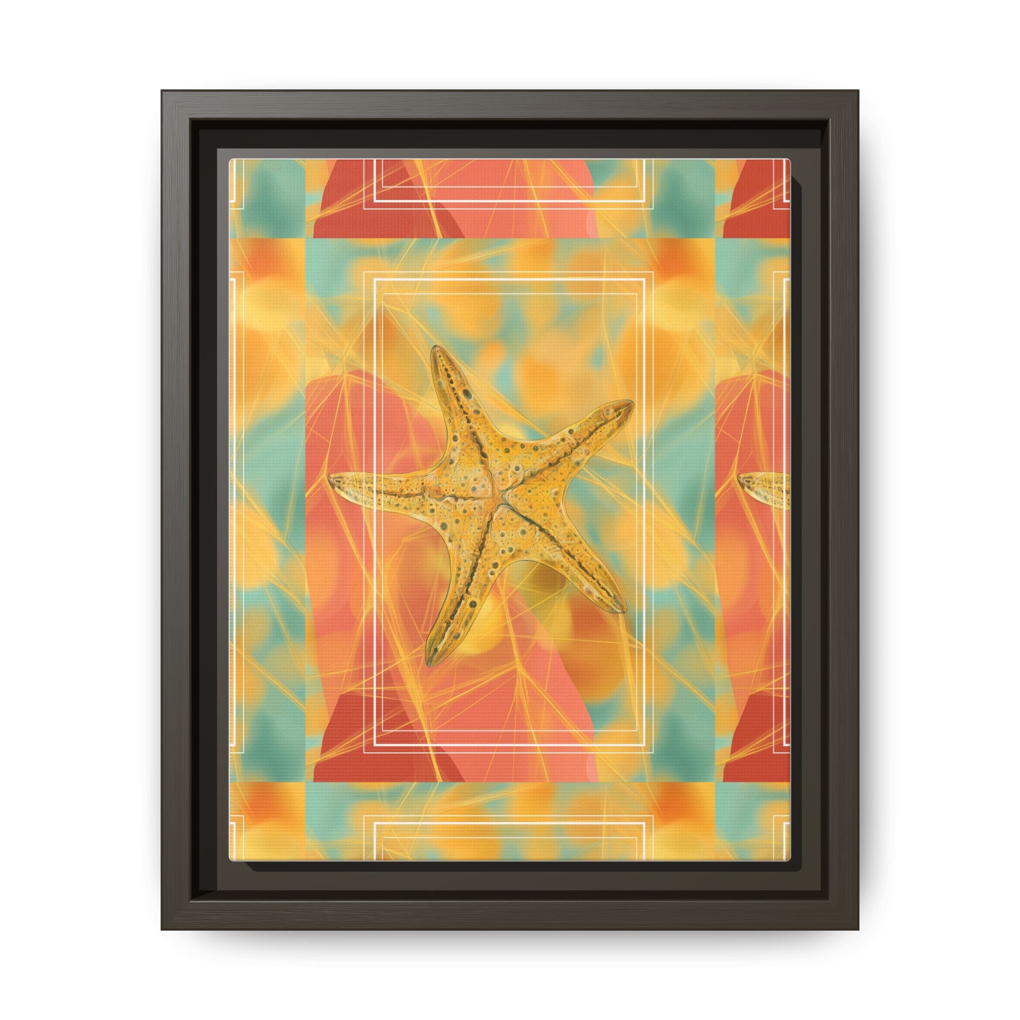 Celestial Starfish: Marine Geometry in Golden Hues, Tropical Oceanic Texture   |    Custom Orders Available