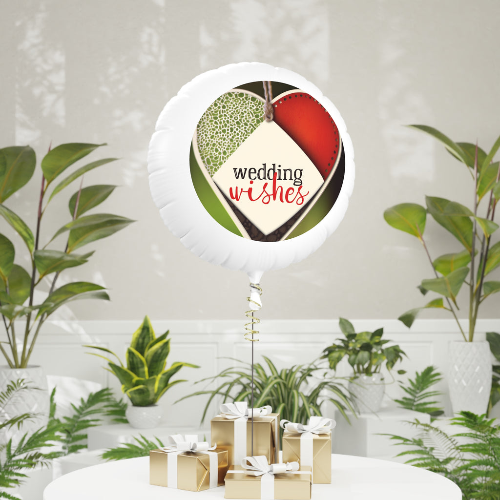 Wedding Wishes Mylar Balloon — Round Helium Balloon for Wedding Decor & Reception Favors
