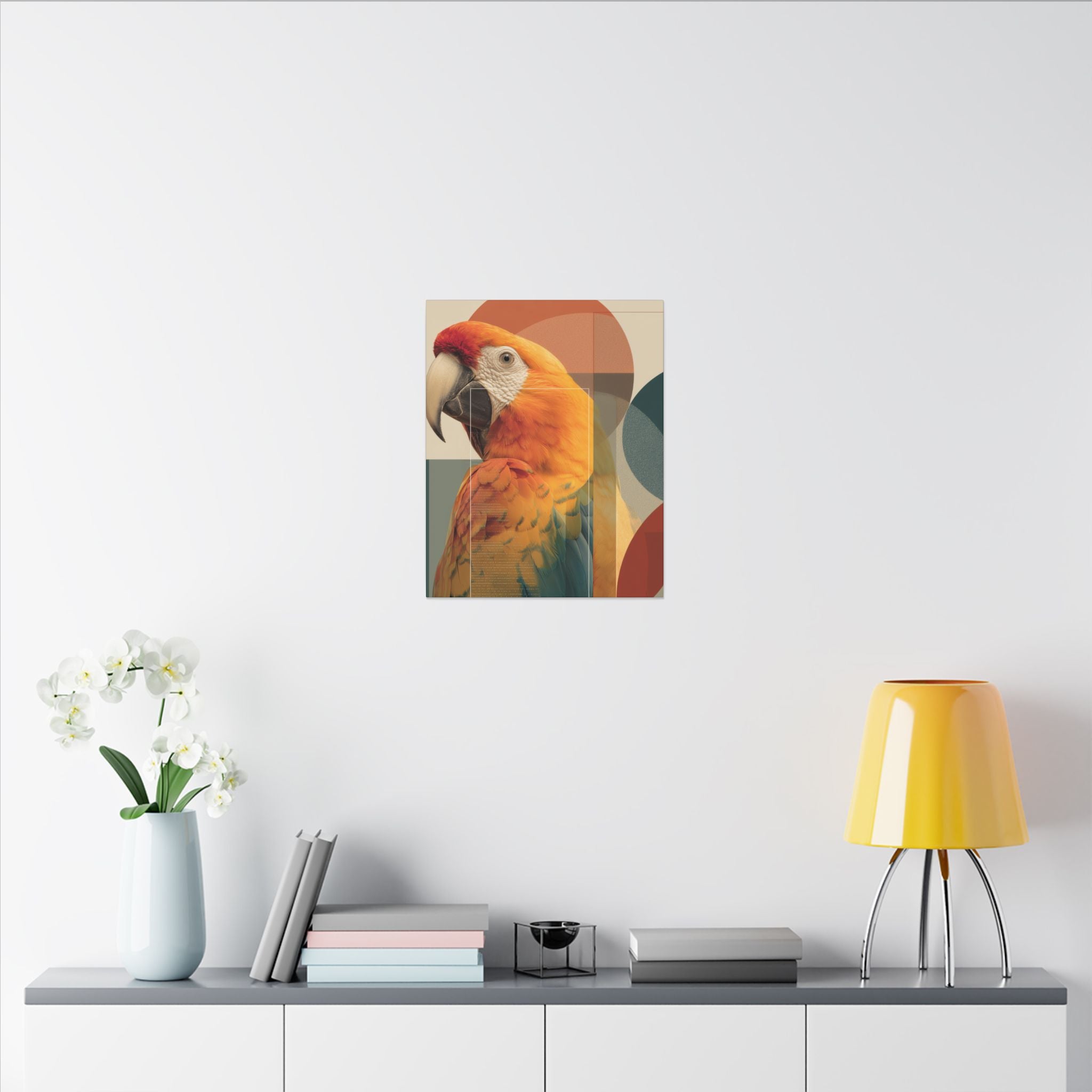 Geometric Macaw Portrait: Vibrant Avian Design, Modern Graphic Art Style   |    Custom Orders Available