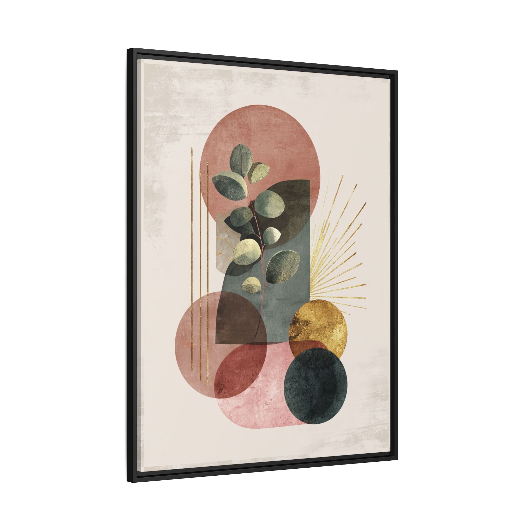 Botanical Geometric Symphony: Eucalyptus Harmony, Metallic Intersections, Modern Earth Tones   |   Custom Orders Accepted