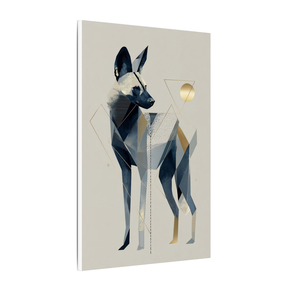 Geometric Canine: Abstract Dog Portrait, Modern Graphic Design, Metallic Blue Composition   |  Personalized & Custom Orders Available