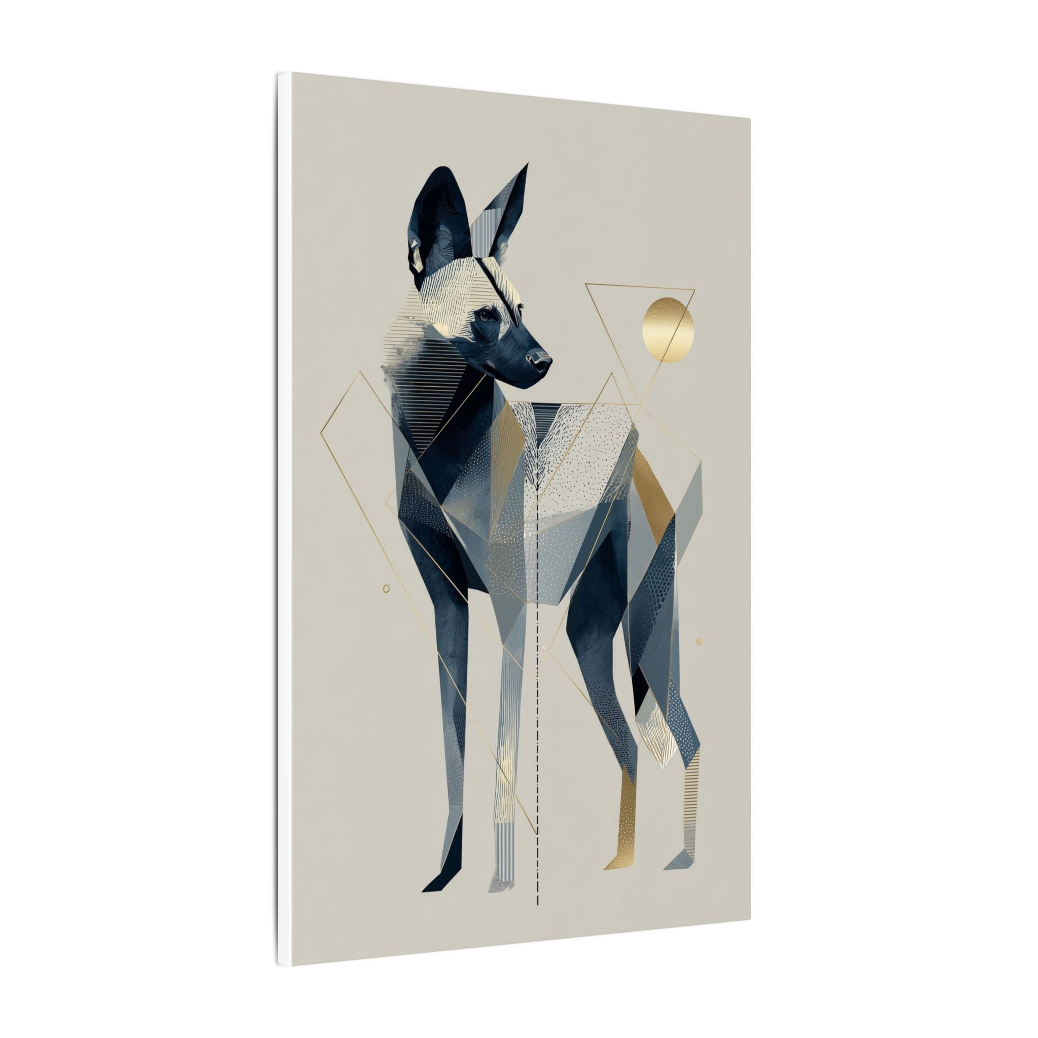 Geometric Canine: Abstract Dog Portrait, Modern Graphic Design, Metallic Blue Composition   |  Personalized & Custom Orders Available