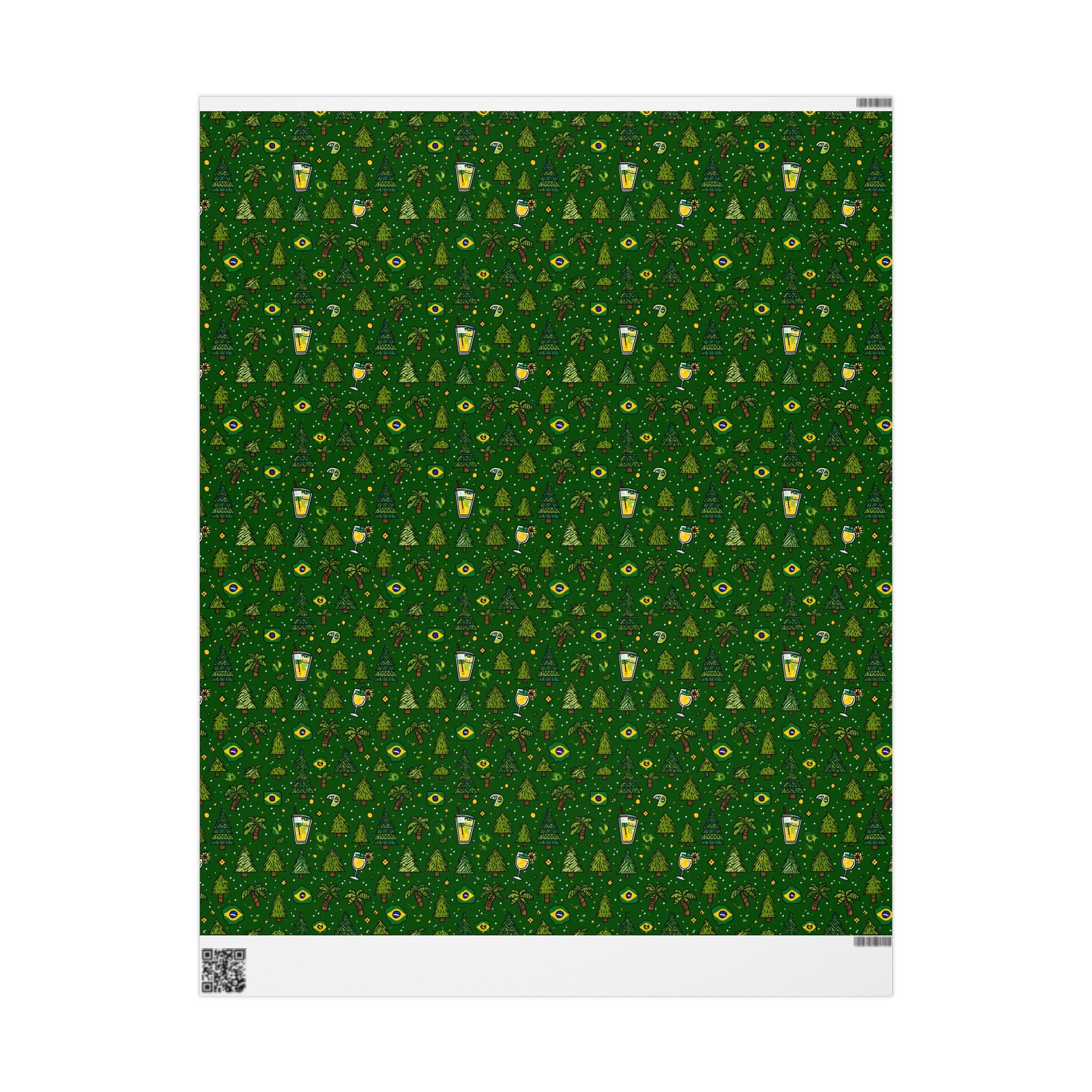 Brazillian Brazil Wrapping Paper Roll — Festive Green Holiday Gift Wrap