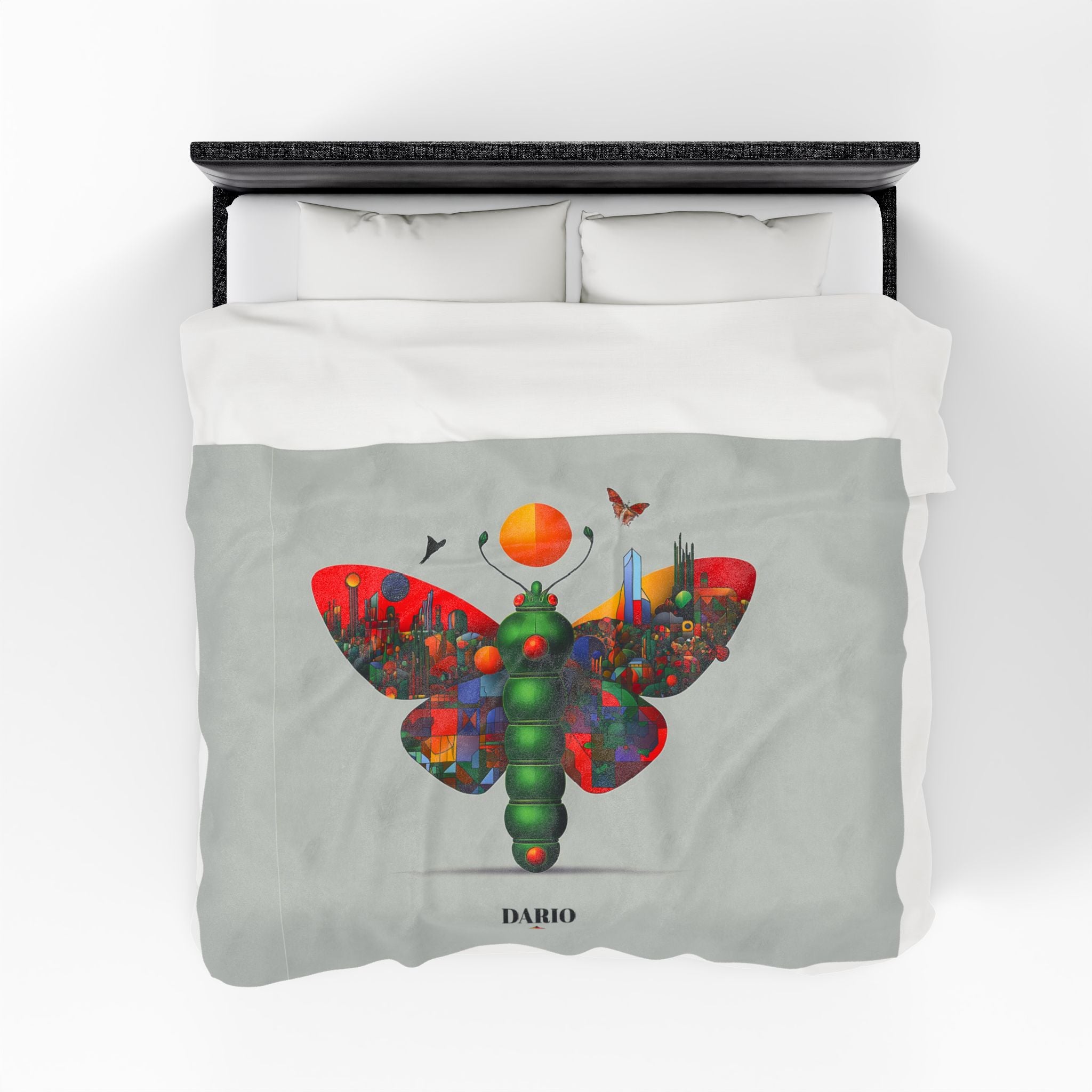 Personalized Urban Butterfly Quilt Cover, Doona Cover, Duvet, Geometric Digital Illustration   |    Custom Orders Available