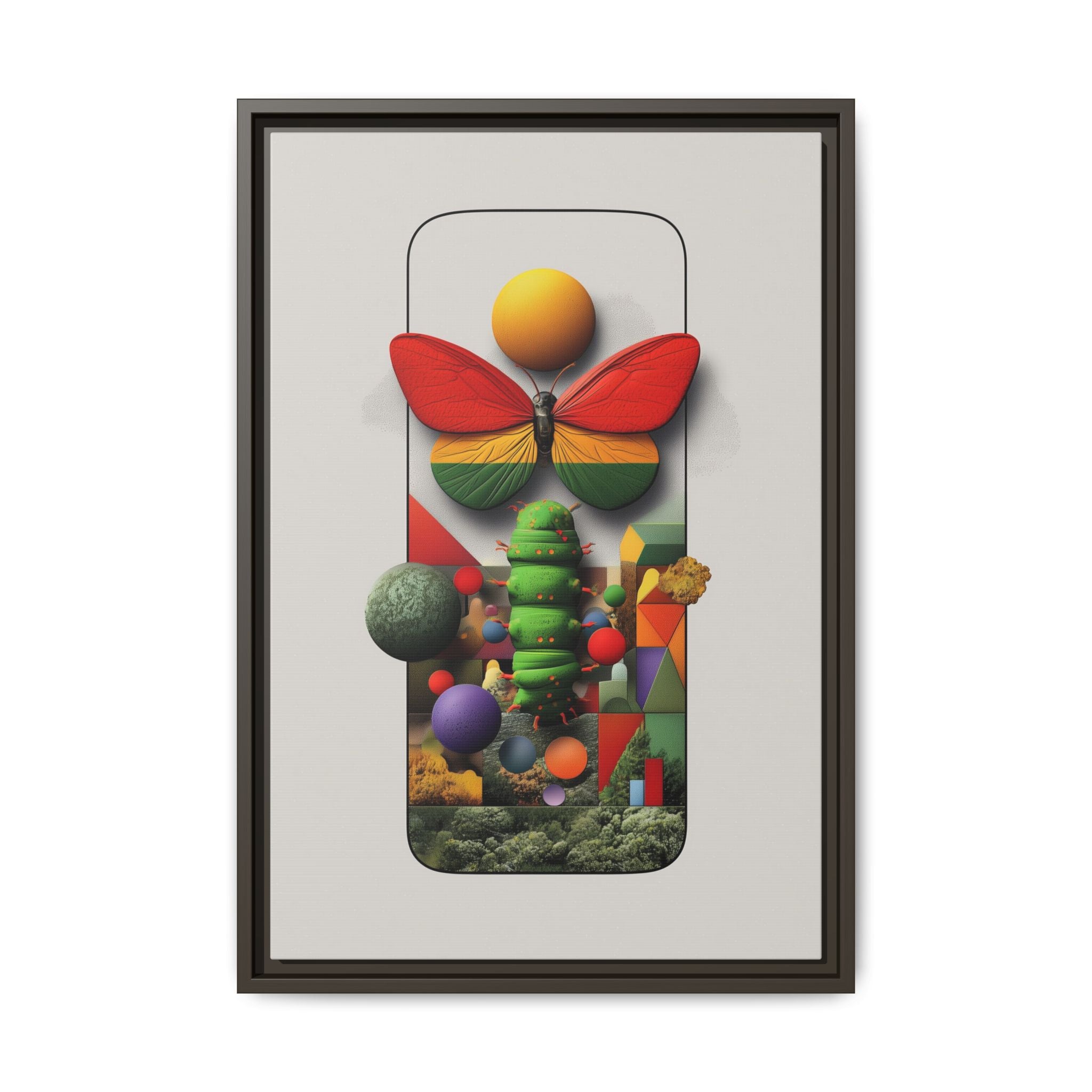Metamorphosis Framed Print : Geometric Nature Transformation, Vibrant Butterfly Composition   |  Personalized & Custom Orders Available