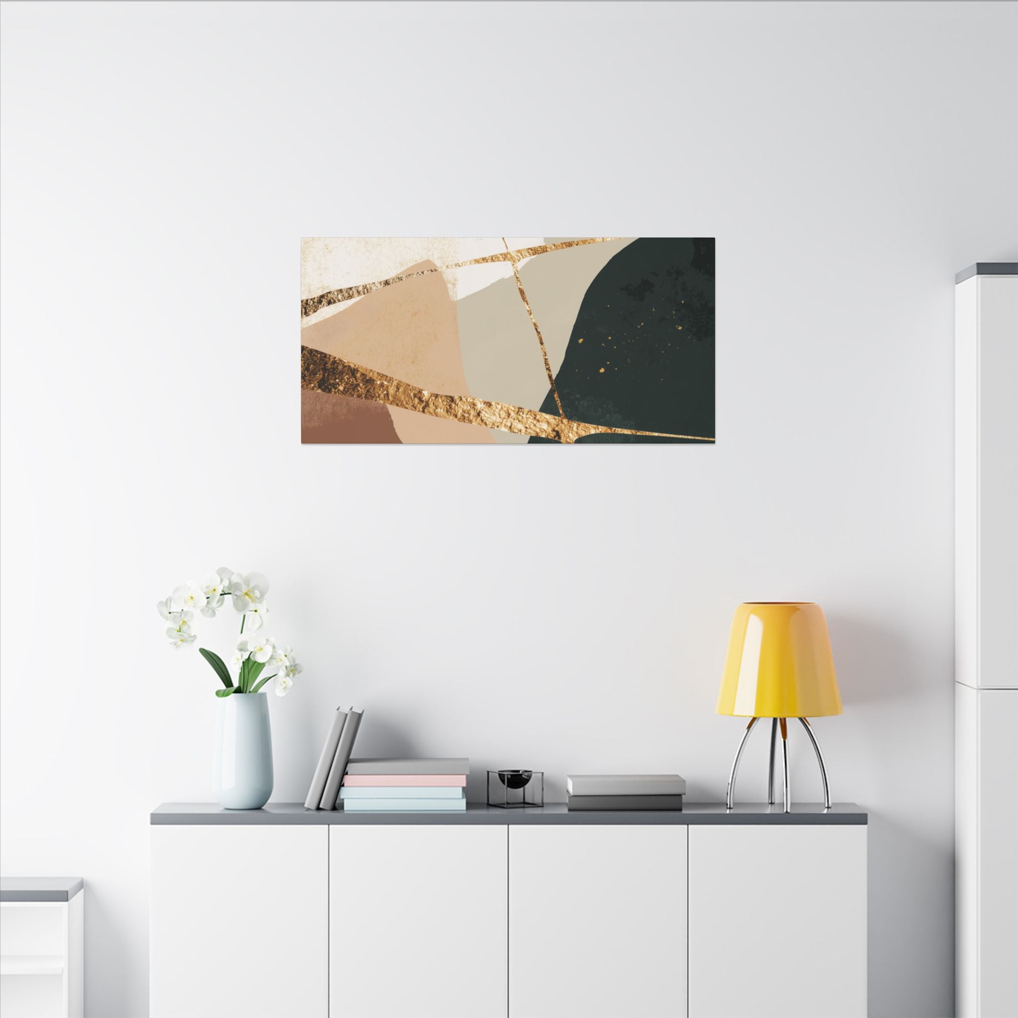 Canvas Print, Abstract Earthy Gold Wall Art, Modern Designer Home Decor, Stretched Matte Canvas; Thick, Multi-Size, Office Decor