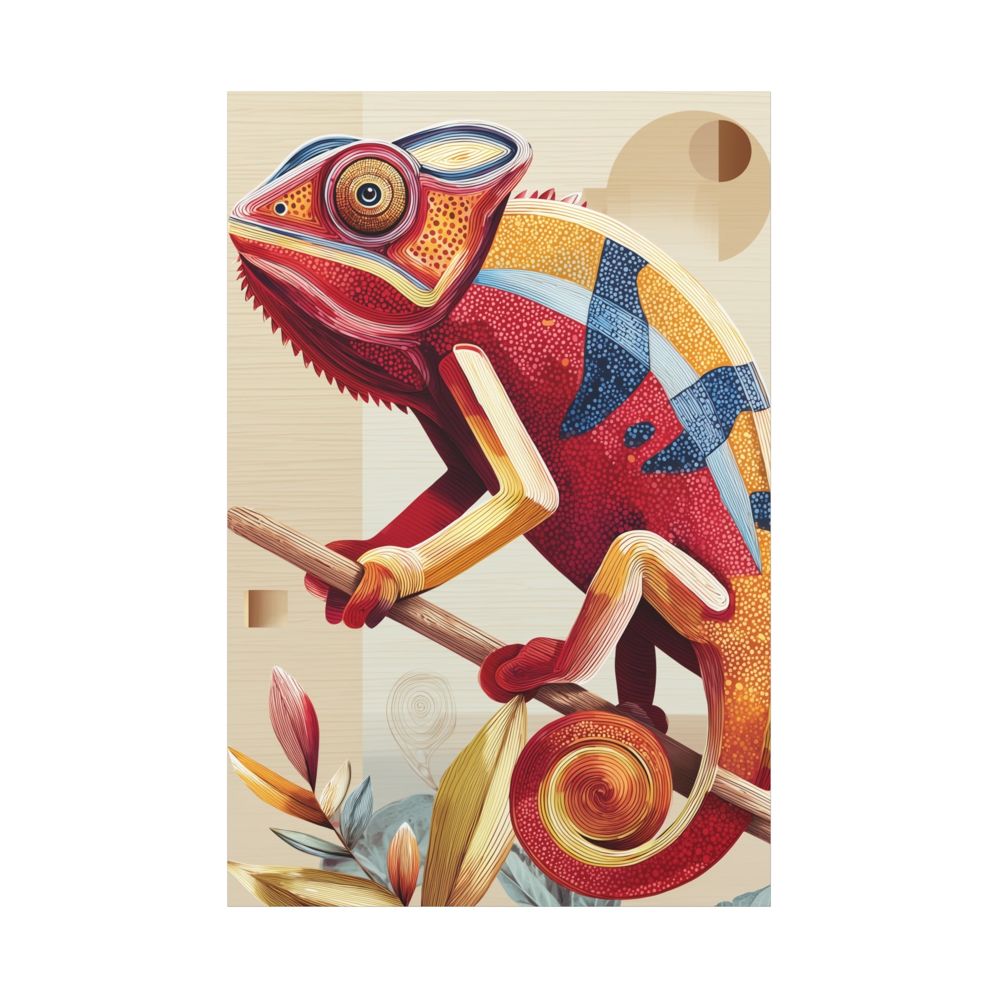 Chameleon Canvas Print, pastel geometric chameleon wall art, Home Decor, Office Decor, Gift for Her, Unique Artwork, Teen Room Decor
