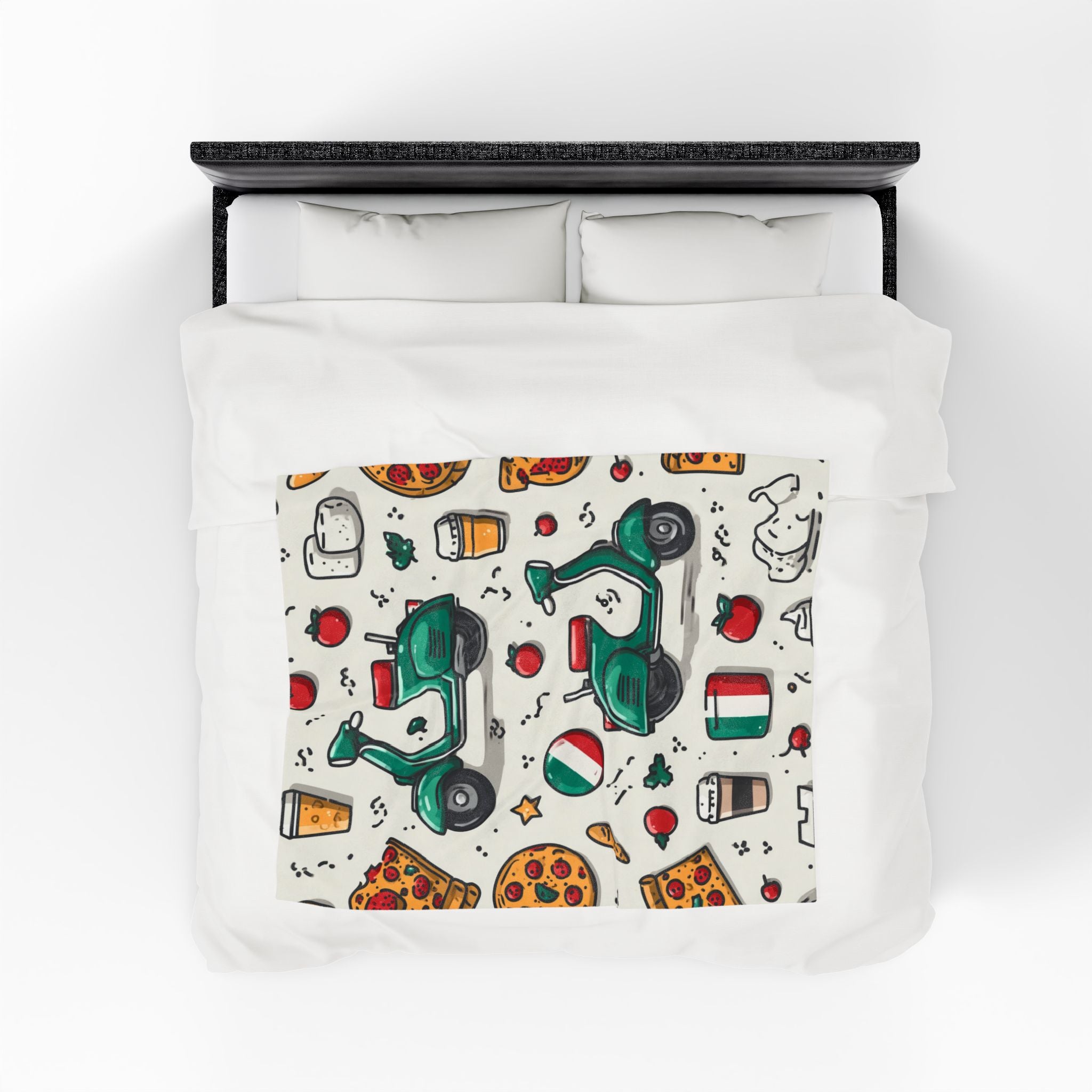 Bellissima Italia Quilt Doona Duvet Cover : Cultural Icons Collage, Italian Design Illustration   |   Custom Orders Accepted