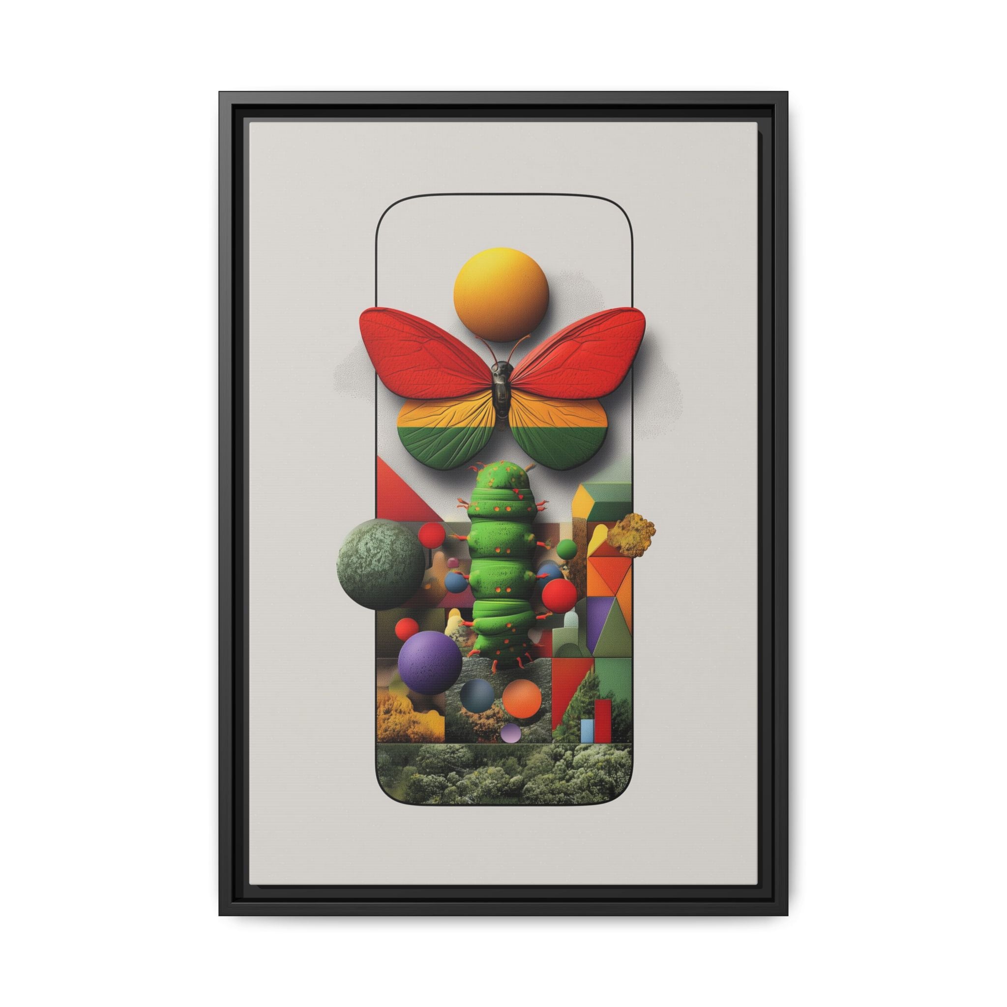 Metamorphosis Framed Print : Geometric Nature Transformation, Vibrant Butterfly Composition   |  Personalized & Custom Orders Available