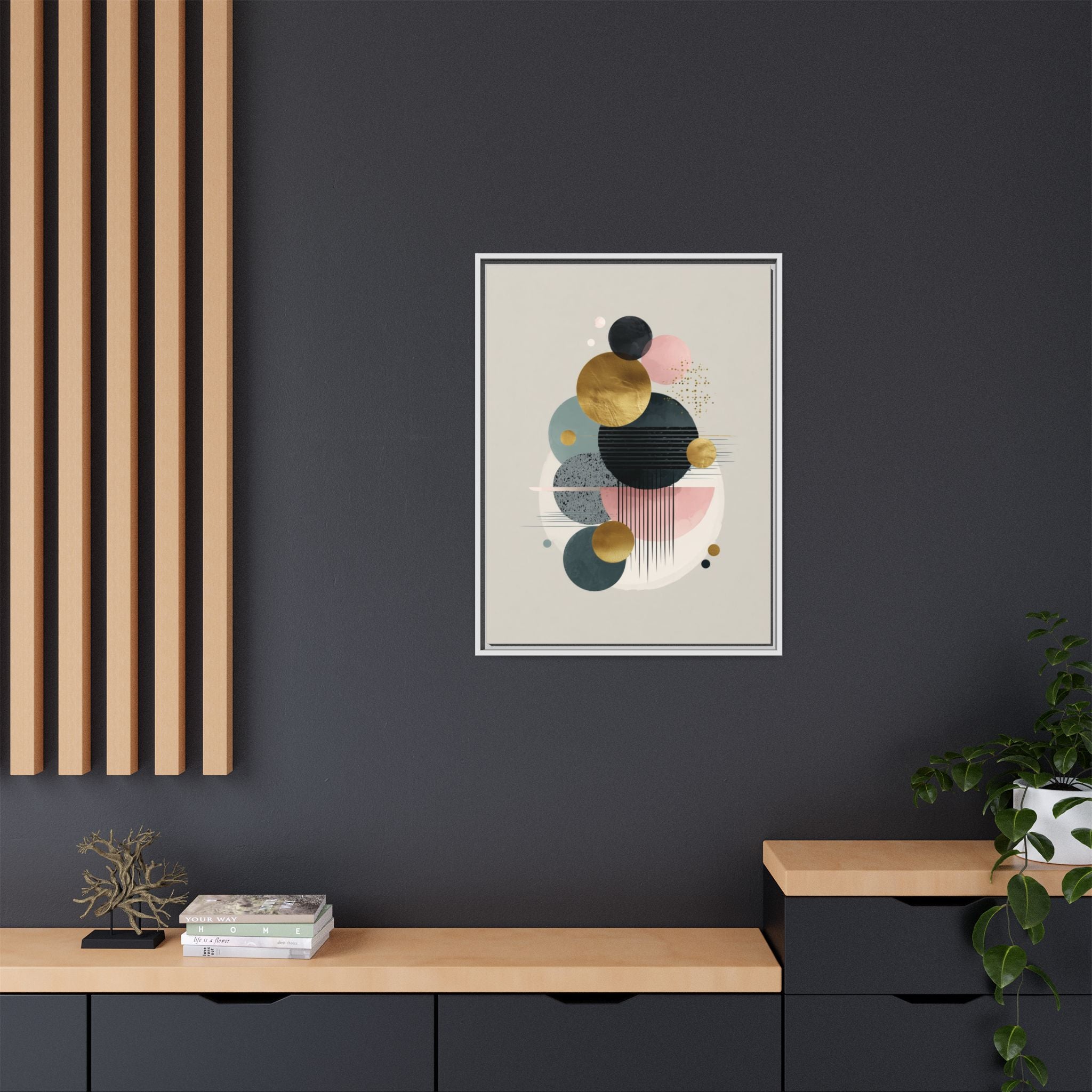 Geometric Harmony: Intersecting Circles, Mid-Century Modern Design, Abstract Metallic Composition   |   Custom Orders Accepted